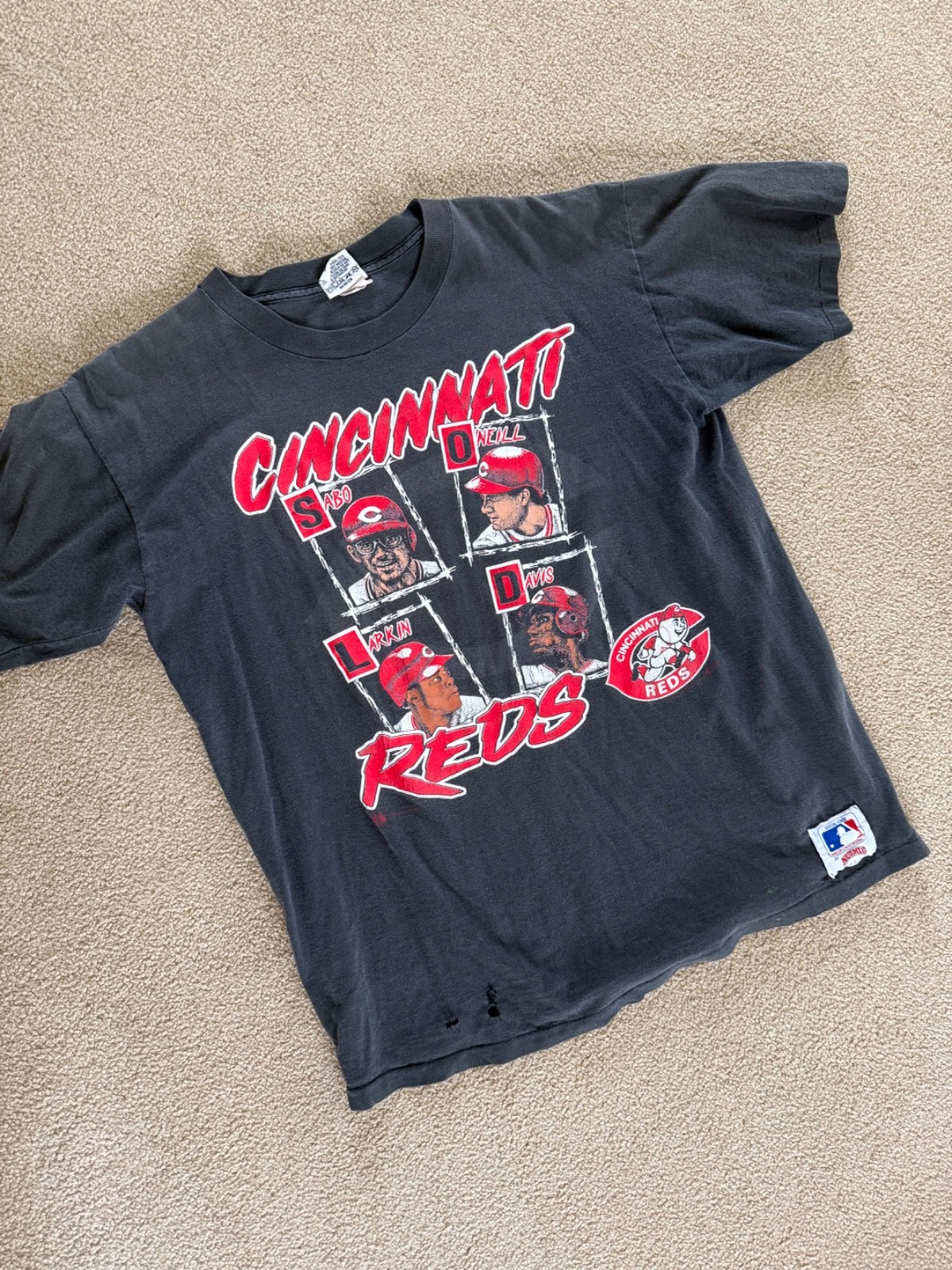 Vintage Cincinnati Reds Nutmeg shirt XL Eric Davis Barry Larkin chris Sabo Oneil