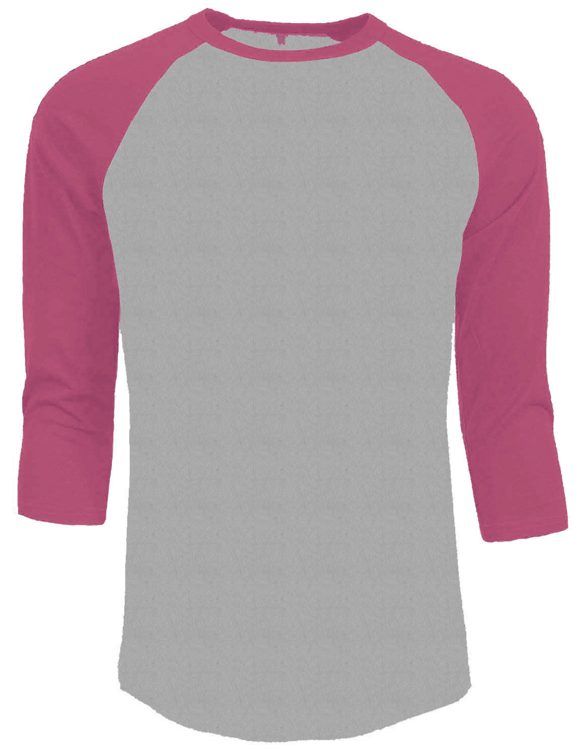 3/4 Sleeve Plain Baseball Raglan T-Shirt Tee Mens Sports Jersey Gray Pink M