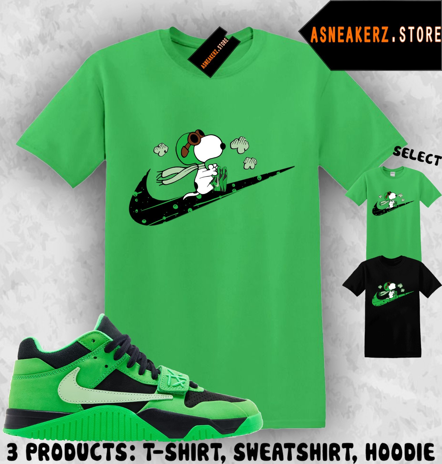 Shirt Match CJ1 Travis Scott Green Spark Sneaker Matching Tee Fly S Dog T-Shirt