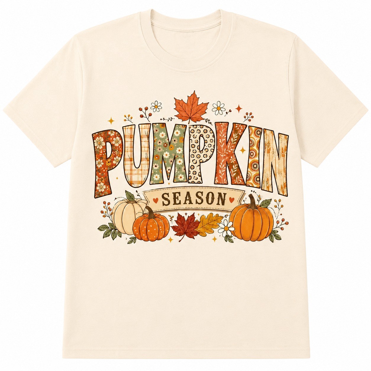 Pumpkin Patch Shirt Autumn Floral Graphic Tee Fall Thanksgiving Gift Women