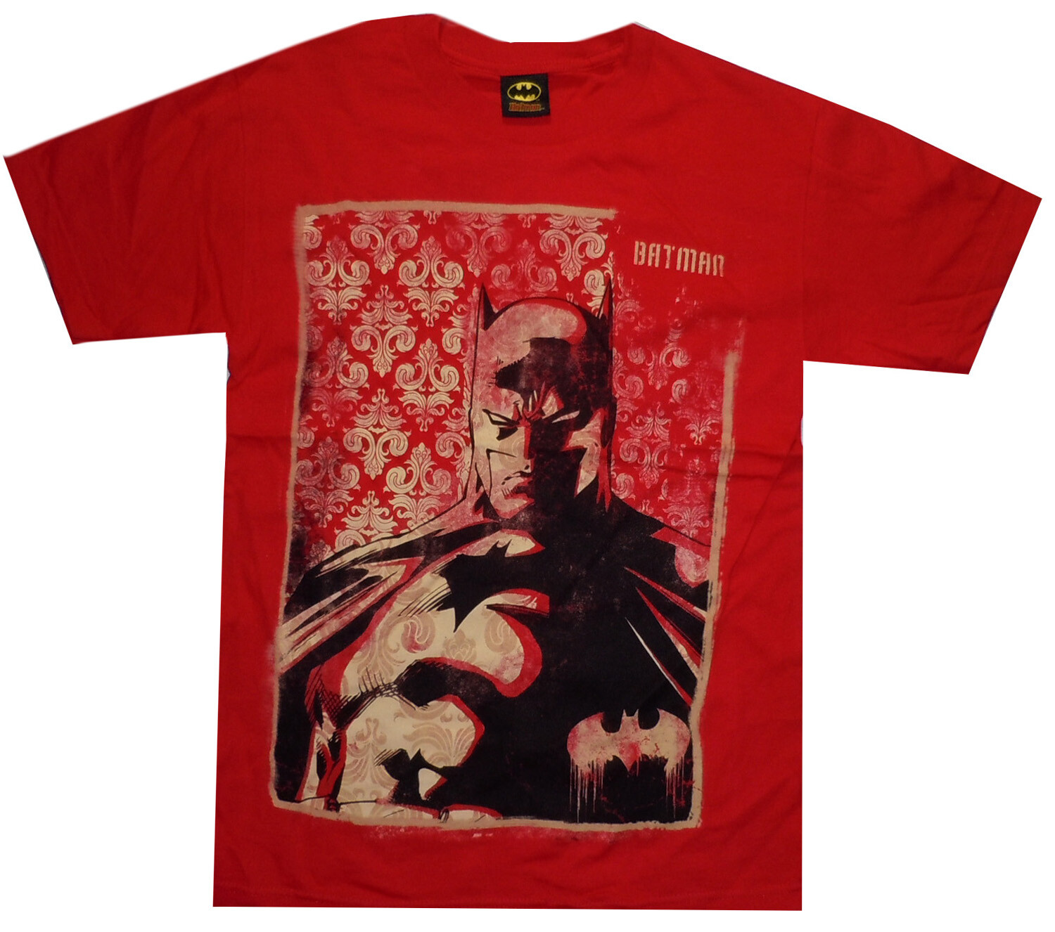DC Comics Batman Dark Knight Portrait Red T-Shirt Official License Fifth Sun Men