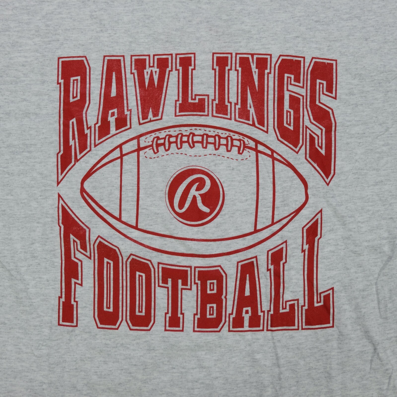 Rare Vintage RAWLINGS Football Spell Out Single Stitch T Shirt 80s 90s Gray XL