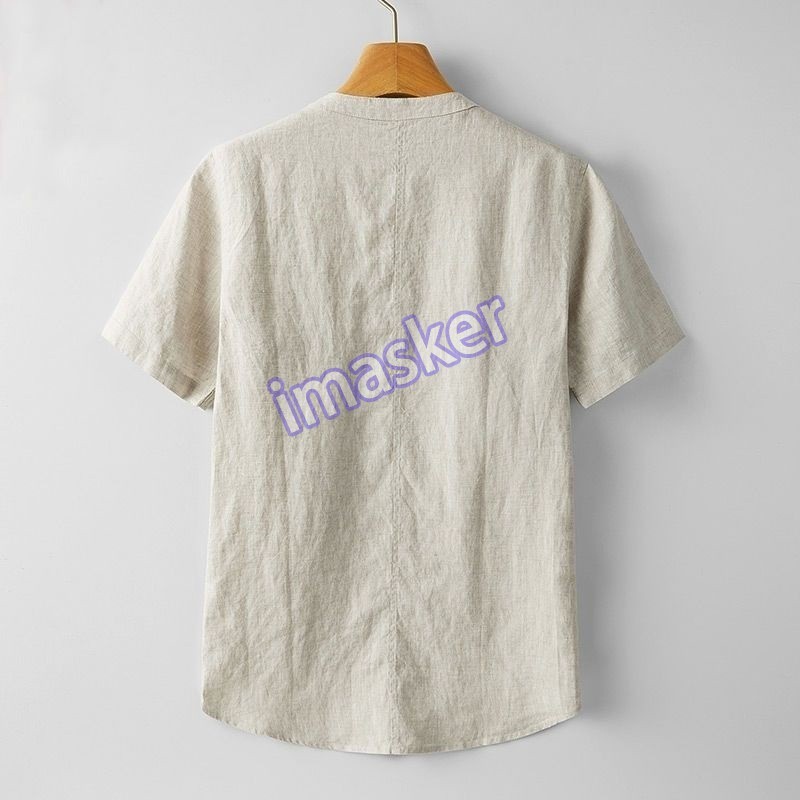 Retro Chinese Style Mens Pullover Linen Short Sleeve Tops T Shirts Summer Casual