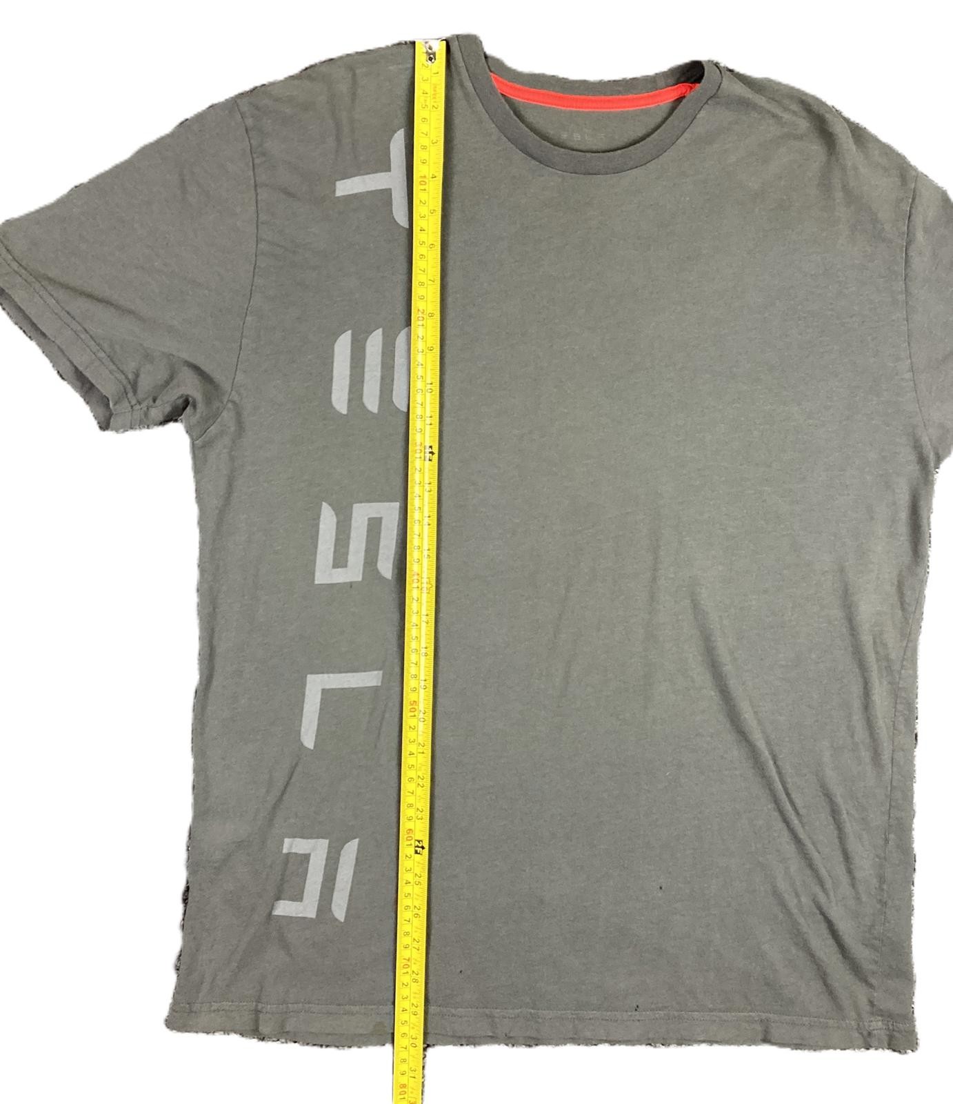 Tesla T-Shirt Vertical Logo Men’s Gray Employee Team Wear Sz XL