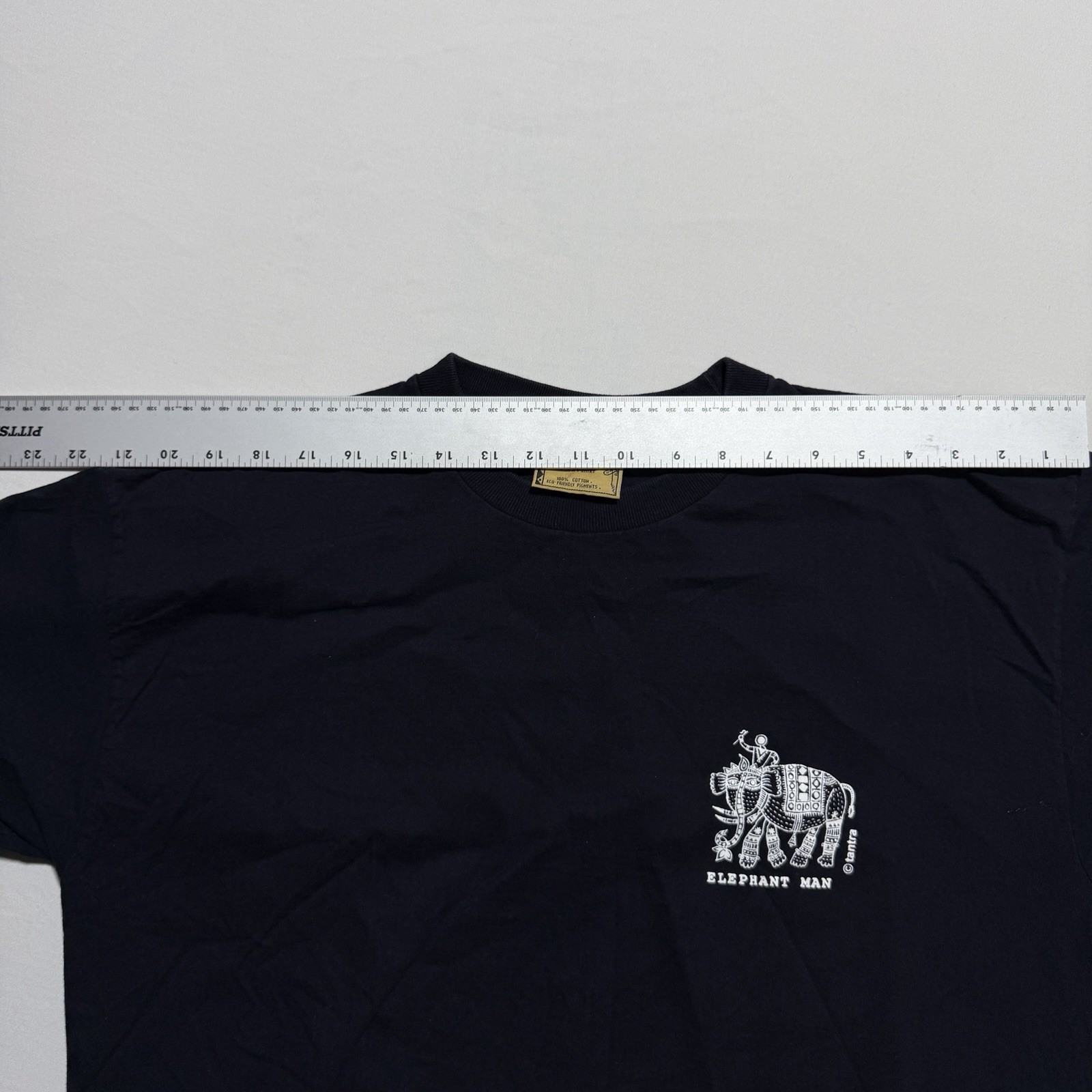 Tantra India Elephant Man Graphic Tee Black Size L Eco-Friendly Cotton
