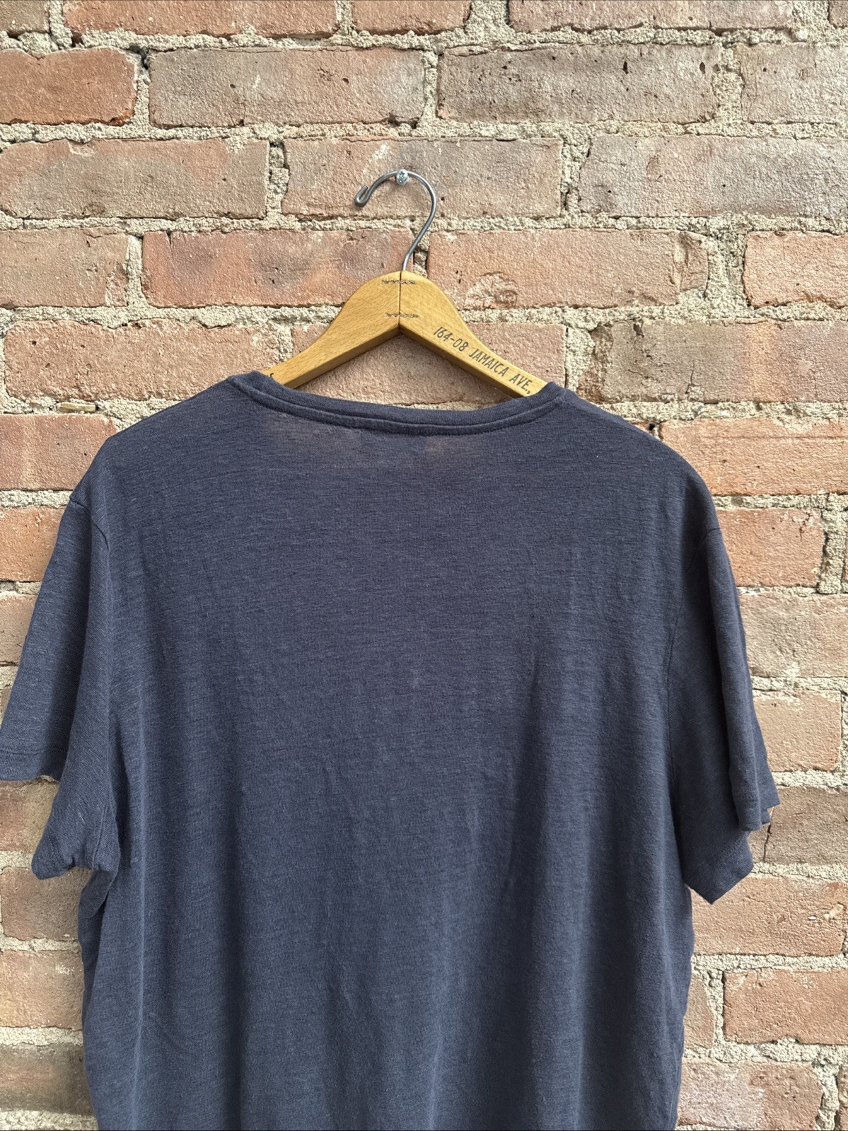 Meriggi Men’s T Shirt, Sz Large, Navy Blue 100% Linen