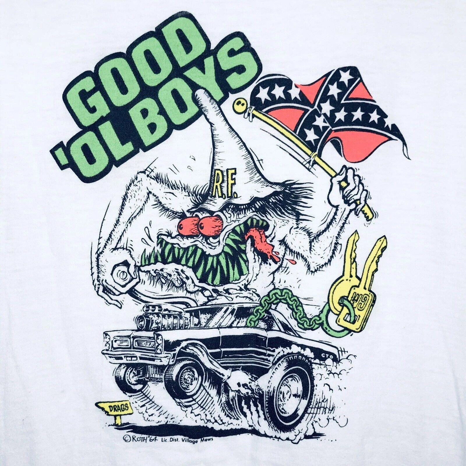 Rat Fink 1964 Ed Big Daddy Roth Hot Rod Drag Car T-shirt CB172