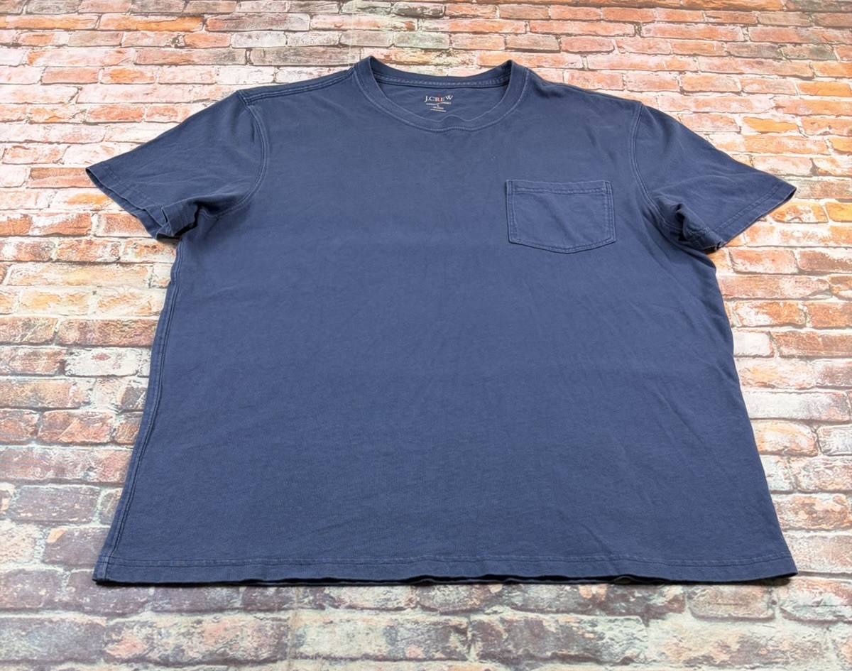 J Crew Vintage Jersey Relaxed Crew Neck Cotton Pocket T-Shirt Mens Large Blue