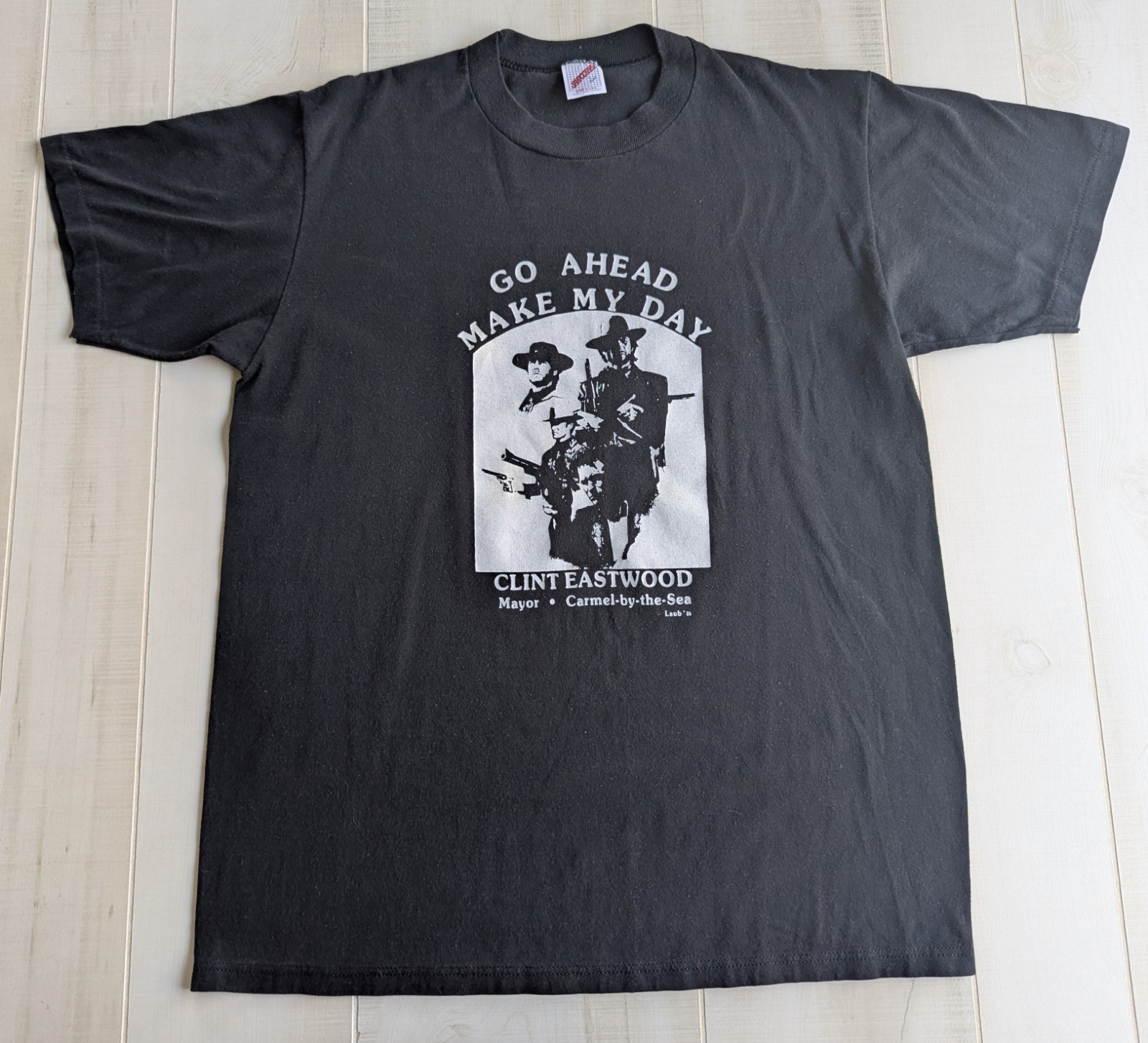 Vtg Clint Eastwood Make My Day Tee Shirt Jerzees Made In USA Sz Lg Black