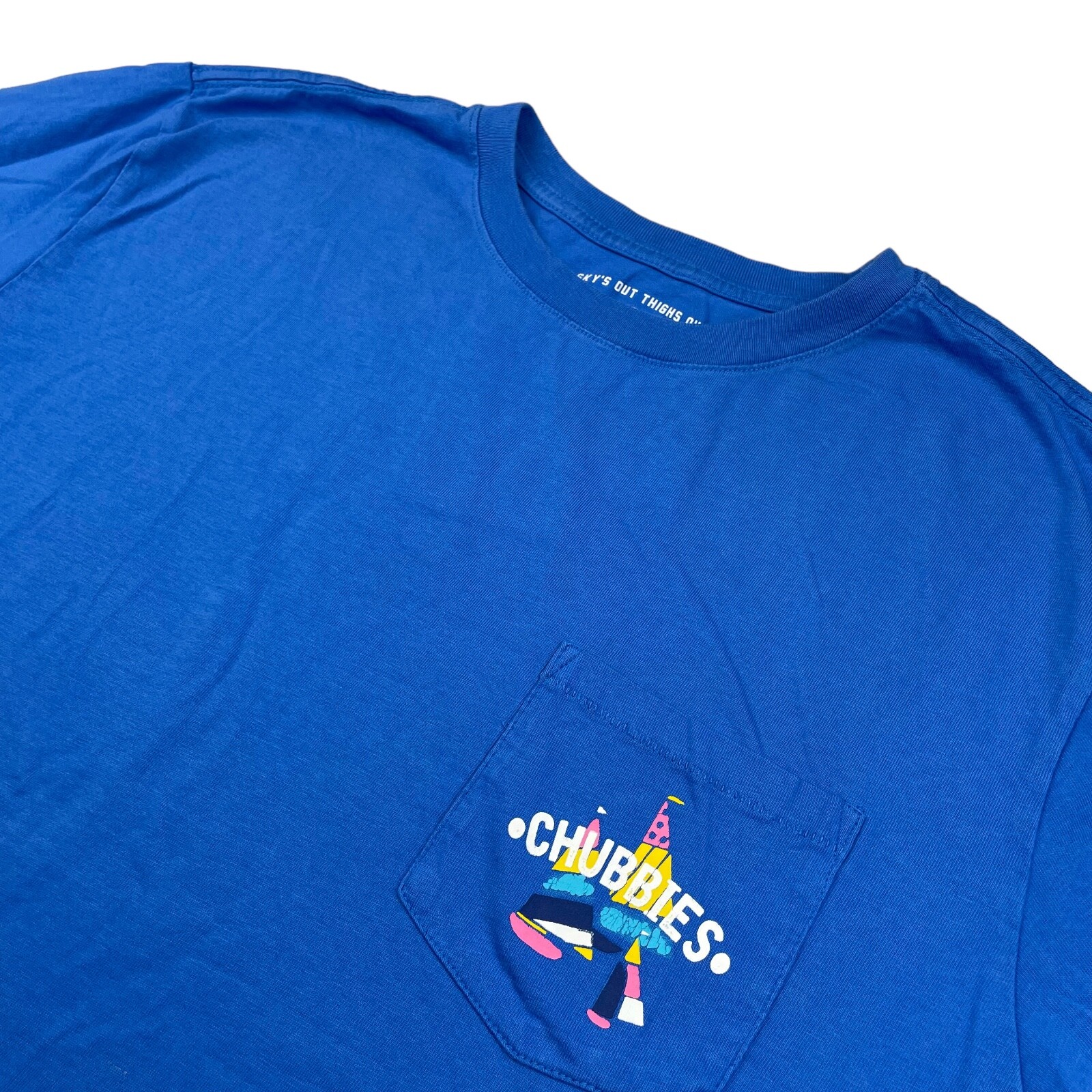 Chubbies Men’s “Seas The Weekend” 100% Cotton S/S Pocket T-Shirt Blue • XL