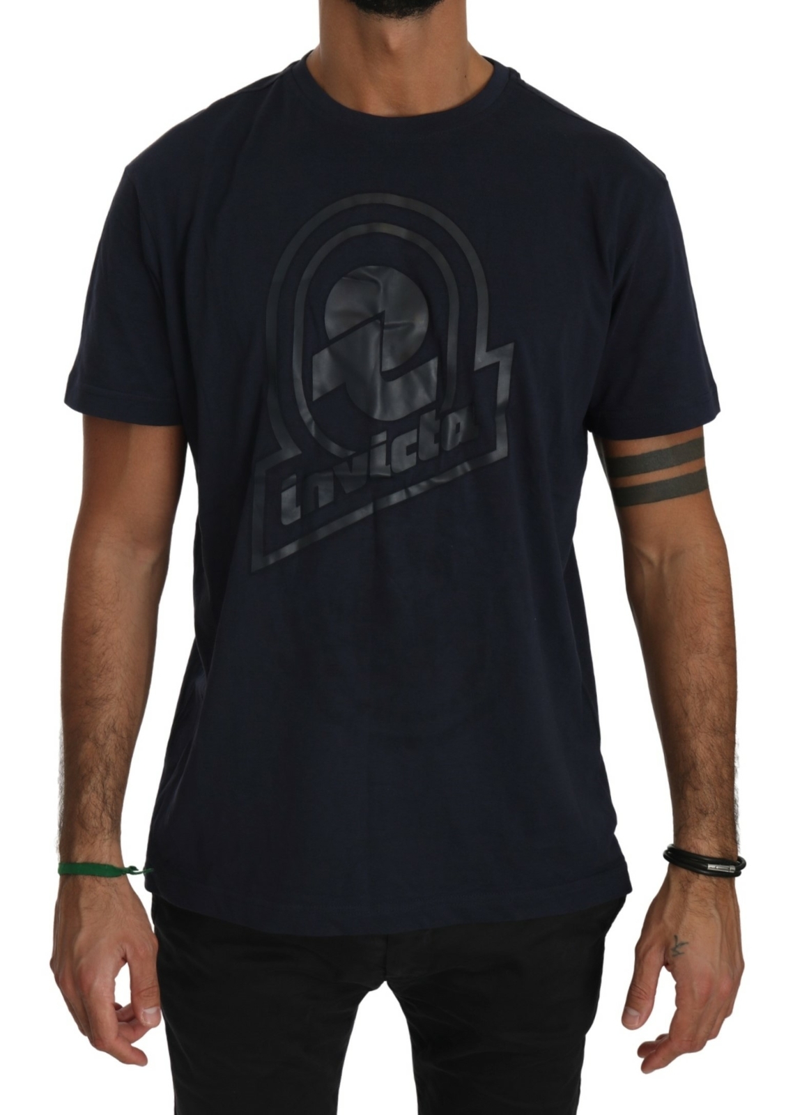 INVICTA T-shirt Cotton Blue Logo Motive Crewneck Mens Top IT48/US38/M RRP $200