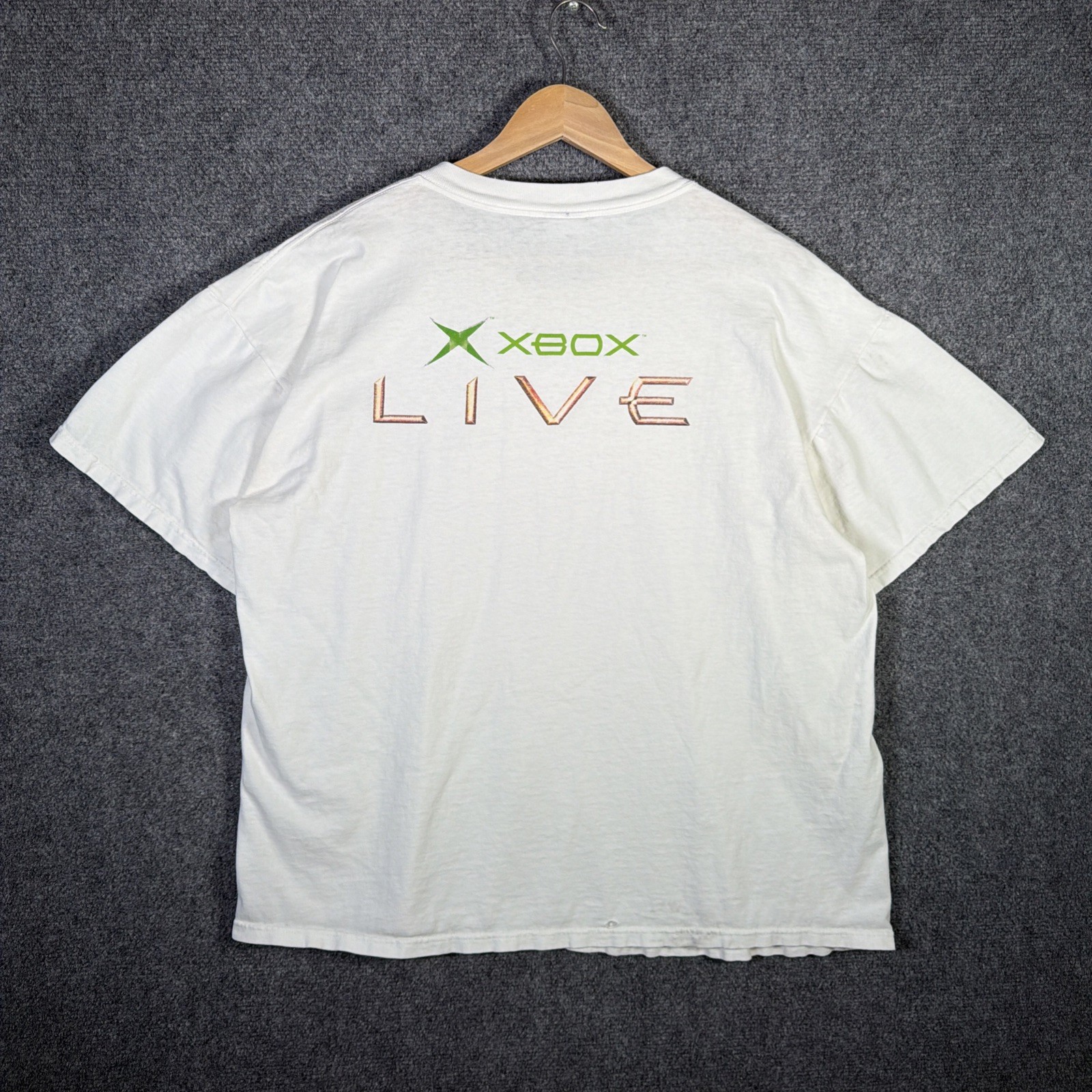 Vintage Xbox Shirt Mens XL White 90s XBOX Live Video Game Promo Faded Microsoft