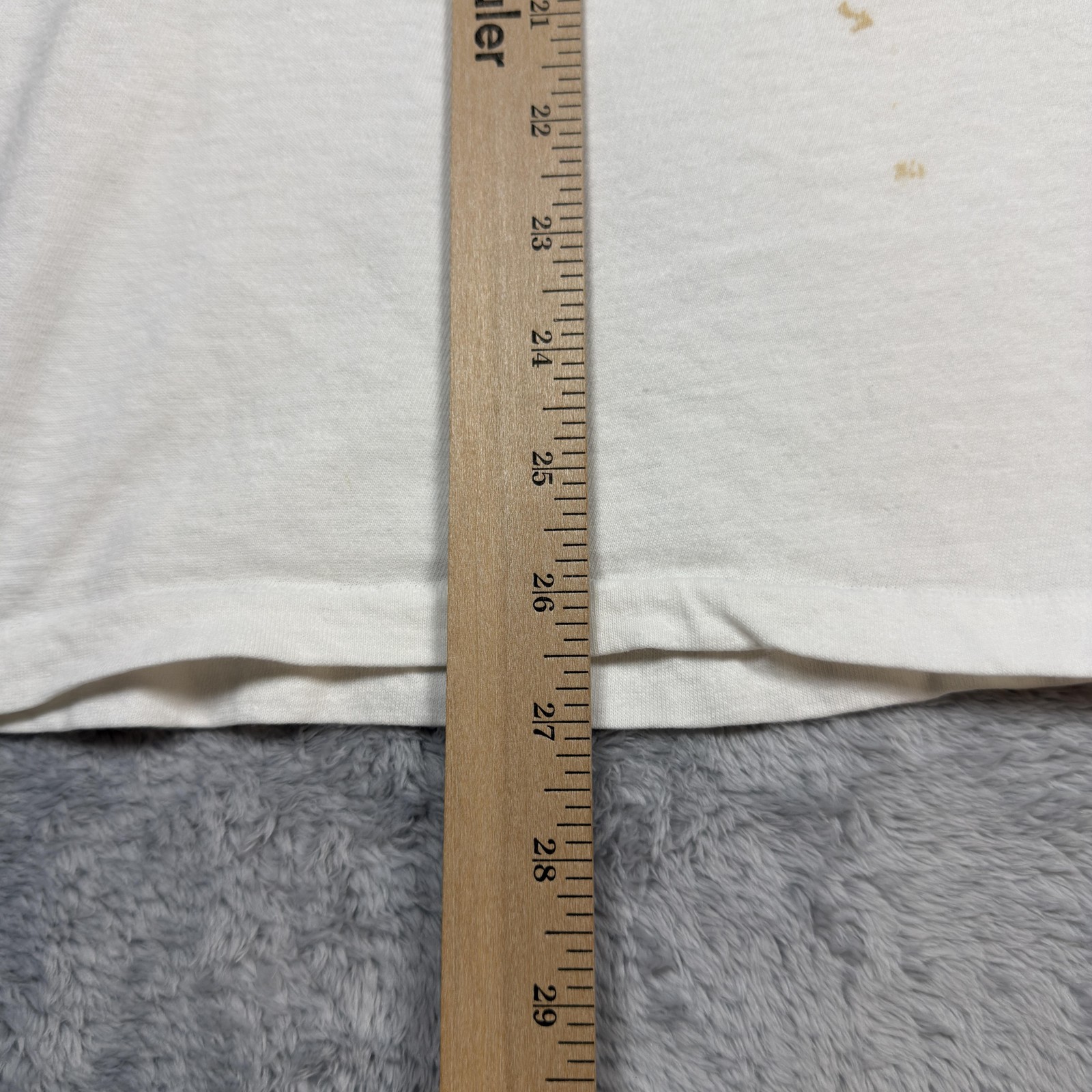 Vintage Sears Shirt Mens Large White V Neck Single Stitch Thin Stained 80s