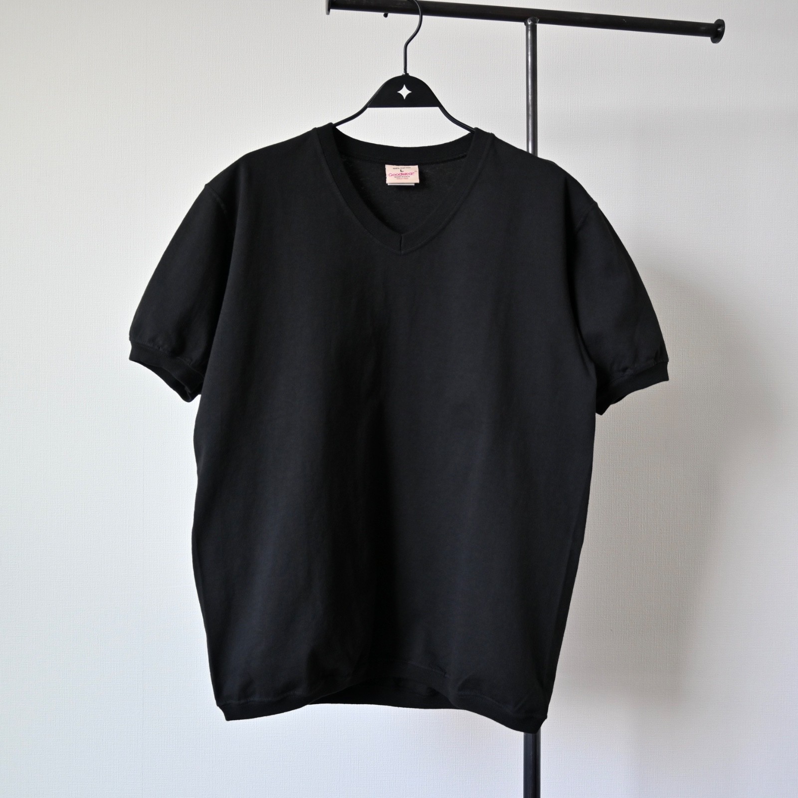 UNUSED, GOODWEAR CUFF AND HEM RIB heavyweight t-shirt made in USA, black, size L