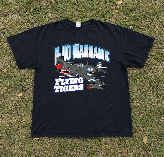 New P-40 Warhawk Flying Tigers Design T-Shirt S-4XL
