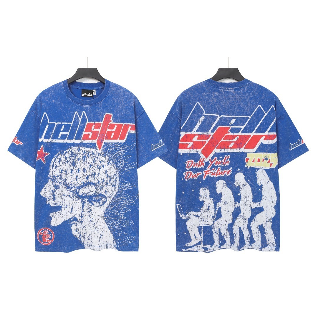 Hellstar tee shirt Men’s Klein Blue Cotton NEW