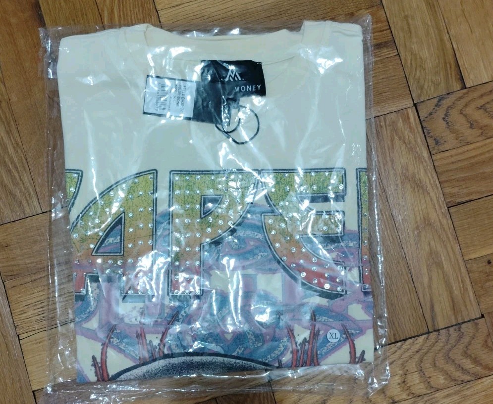 Paper Money Eight ball Rinestone Front And Back T-Shirt XL Brand New
