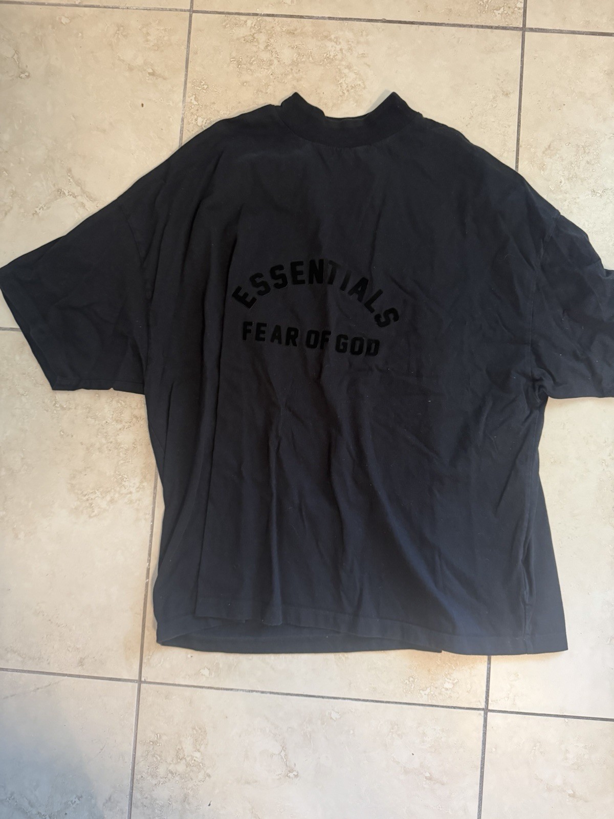 Fear of God Essentials Men’s Black Logo Crew Neck Short Sleeve Cotton T-Shirt