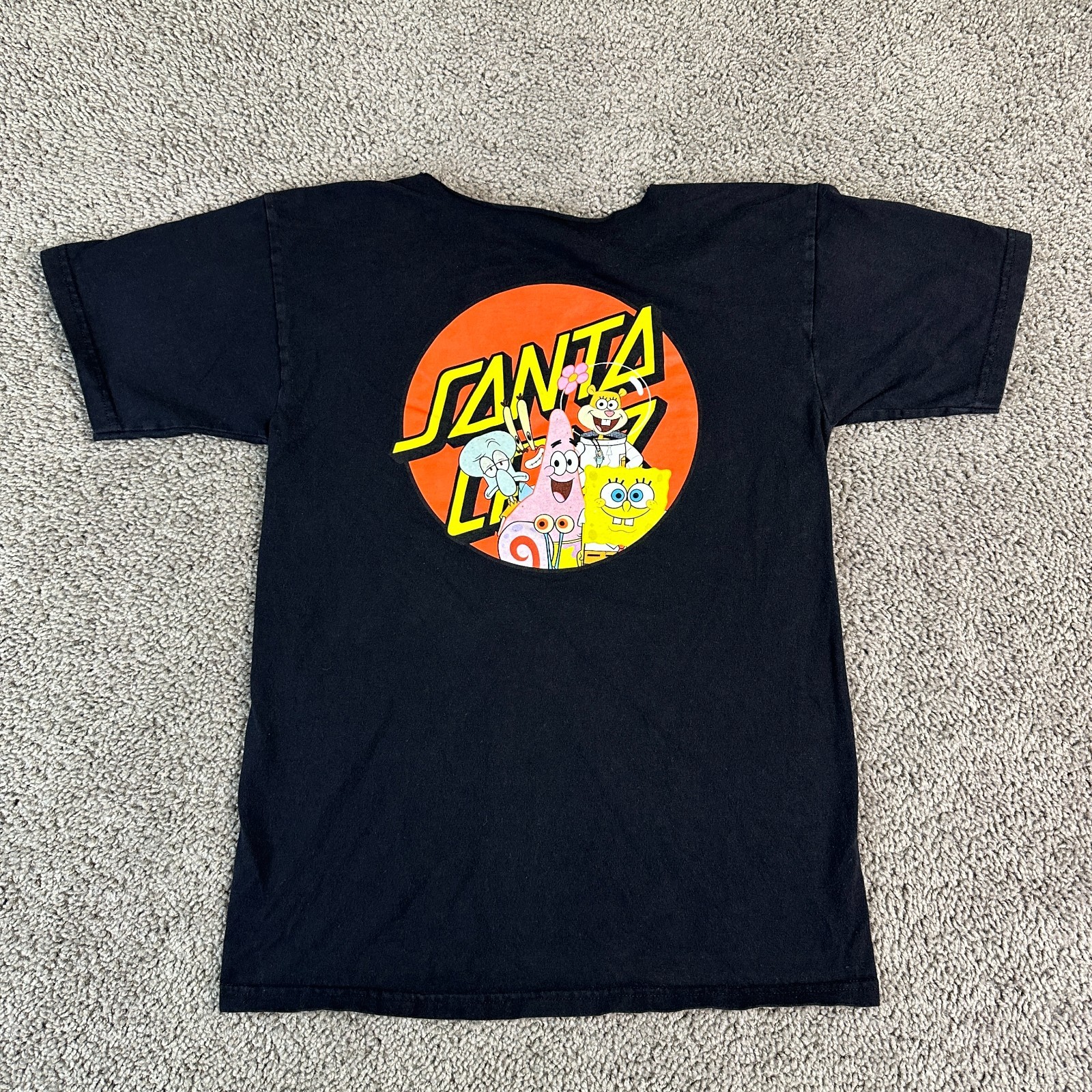 Santa Cruz Skateboards Shirt Mens Small Black Spongebob Patrick Skater READ