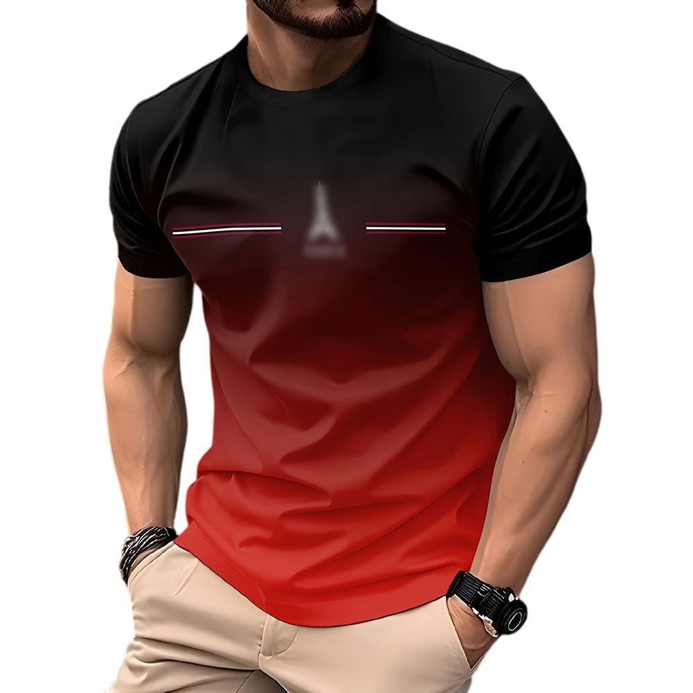 Men’s Short Sleeve Casual T-Shirt 3D Printed Polyester Moderate Elasticity