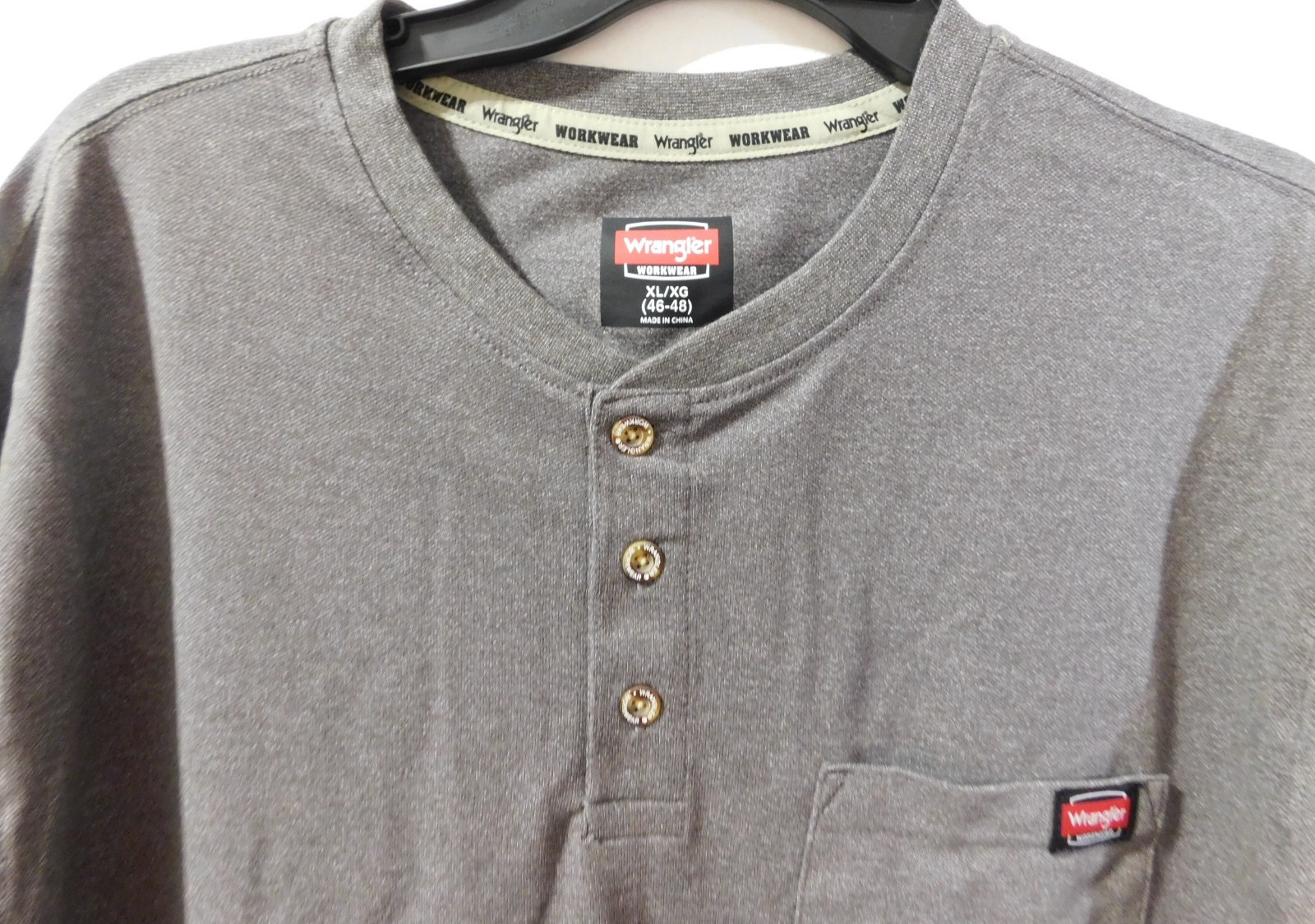 Wrangler Workwear Flex Pen Pocket Henley T-Shirt Men’s XL (46-48) Charcoal