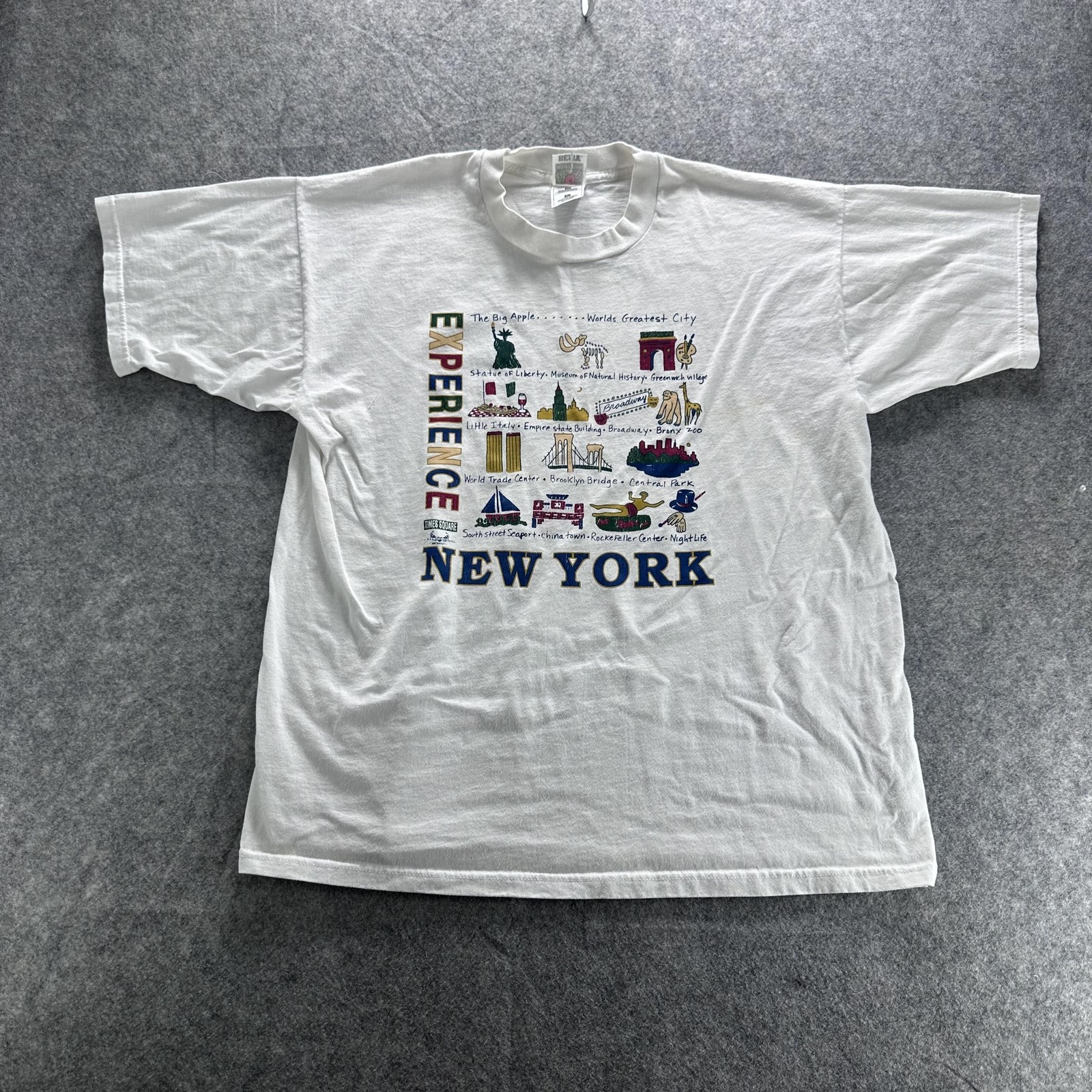 Vintage Experience New York Shirt Mens XL White Fruit Of The Loom Graphic 90s