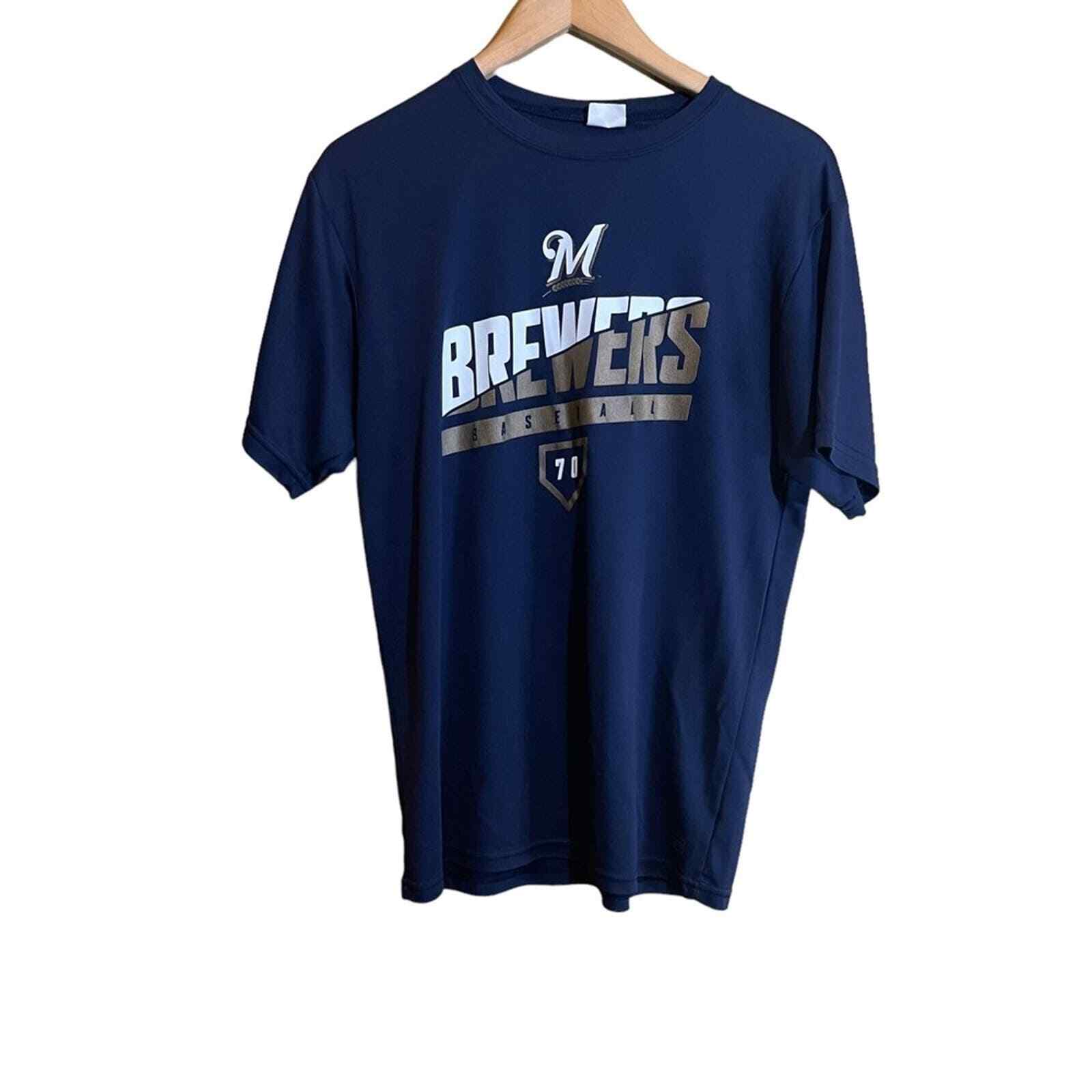 Augusta Sportswear Milwaukee Brewers Mens Navy Blue Performance T-Shirt Size M