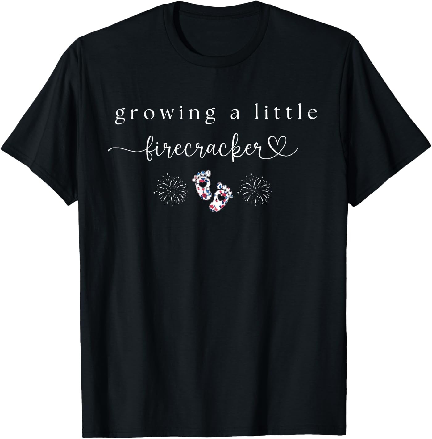 Retro Growing A Little Firecracker 4th of July Pregnancy T-Shirt
