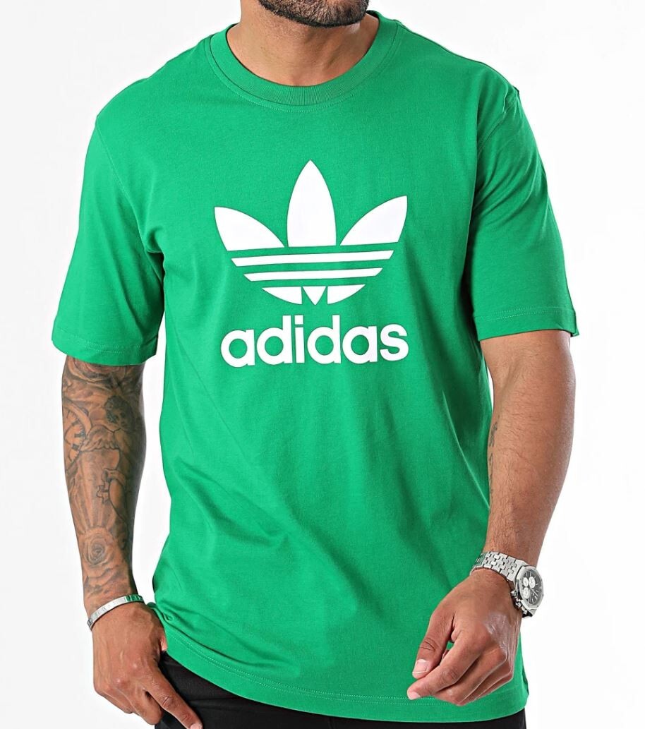 NEW MENS ADIDAS ORIGINALS TREFOIL TEE SHIRT ~SIZE LARGE #IR8012 GREEN