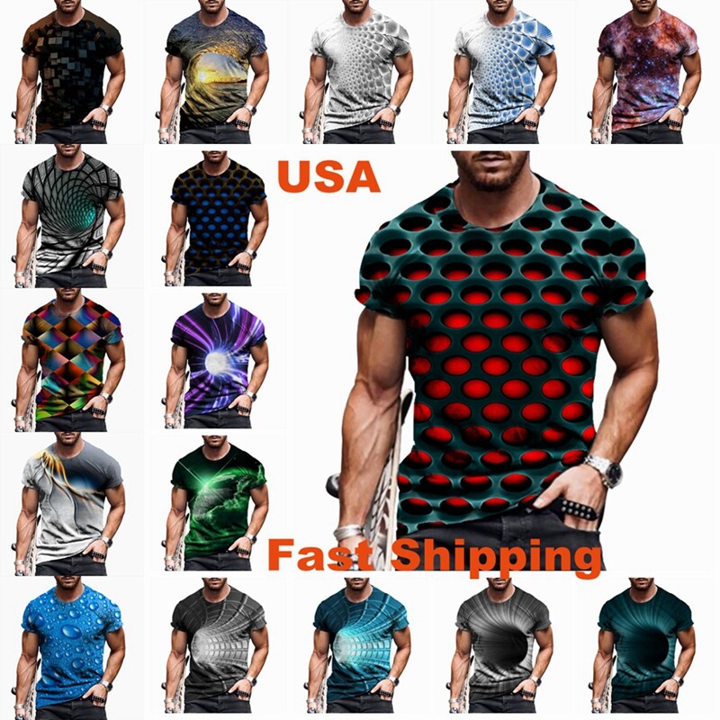 Men’s T Shirt 3D Novelty Graphic Print Fashion Casual Wicking Short Sleeve Silky
