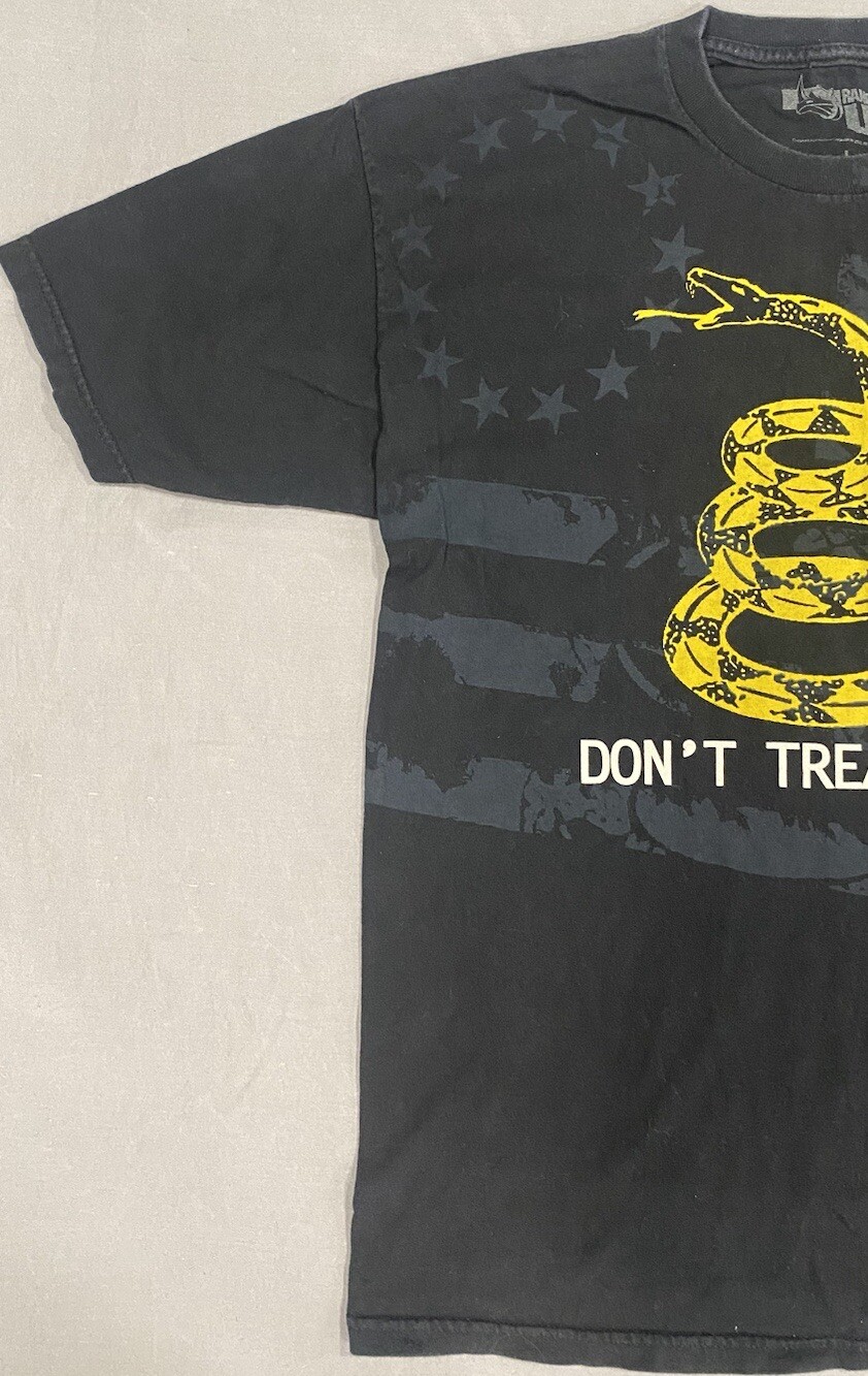 Ranger Up Men’s Shirt L Black Don’t Tread On Me Flag Snake Patriotic America USA