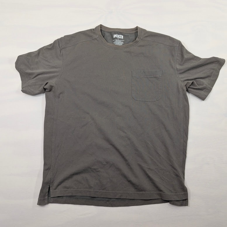 Lot Of 2 Duluth Trading Gray/Red Coolmax Short Sleeve T-shirt Size Large