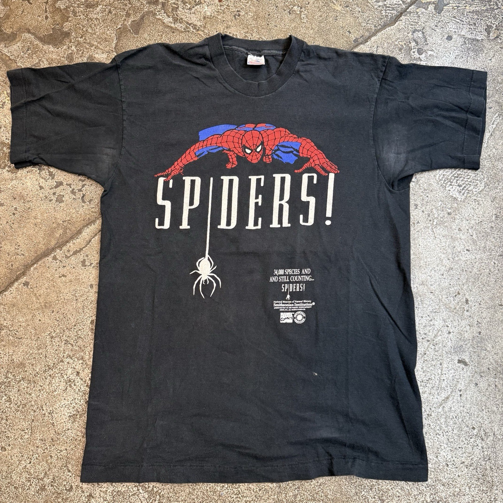 Vintage 90s Spider Man “Spiders!” Black Graphic Single Stitch Tee Men’s Large