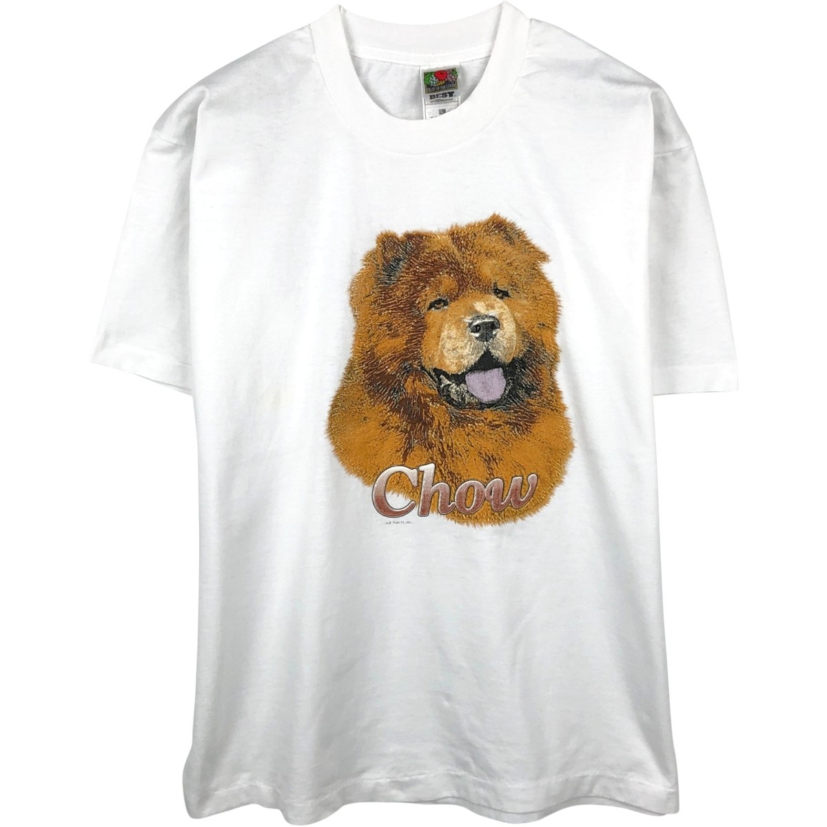 Used 90’S-00’S Fruit of the Loom Chow Chow dog print animal t-shirt men’s si…