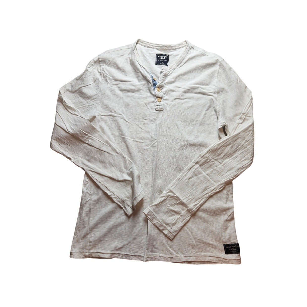Abercrombie & Fitch Mens Medium White Long Sleeve Slub Knit Henley Shirt