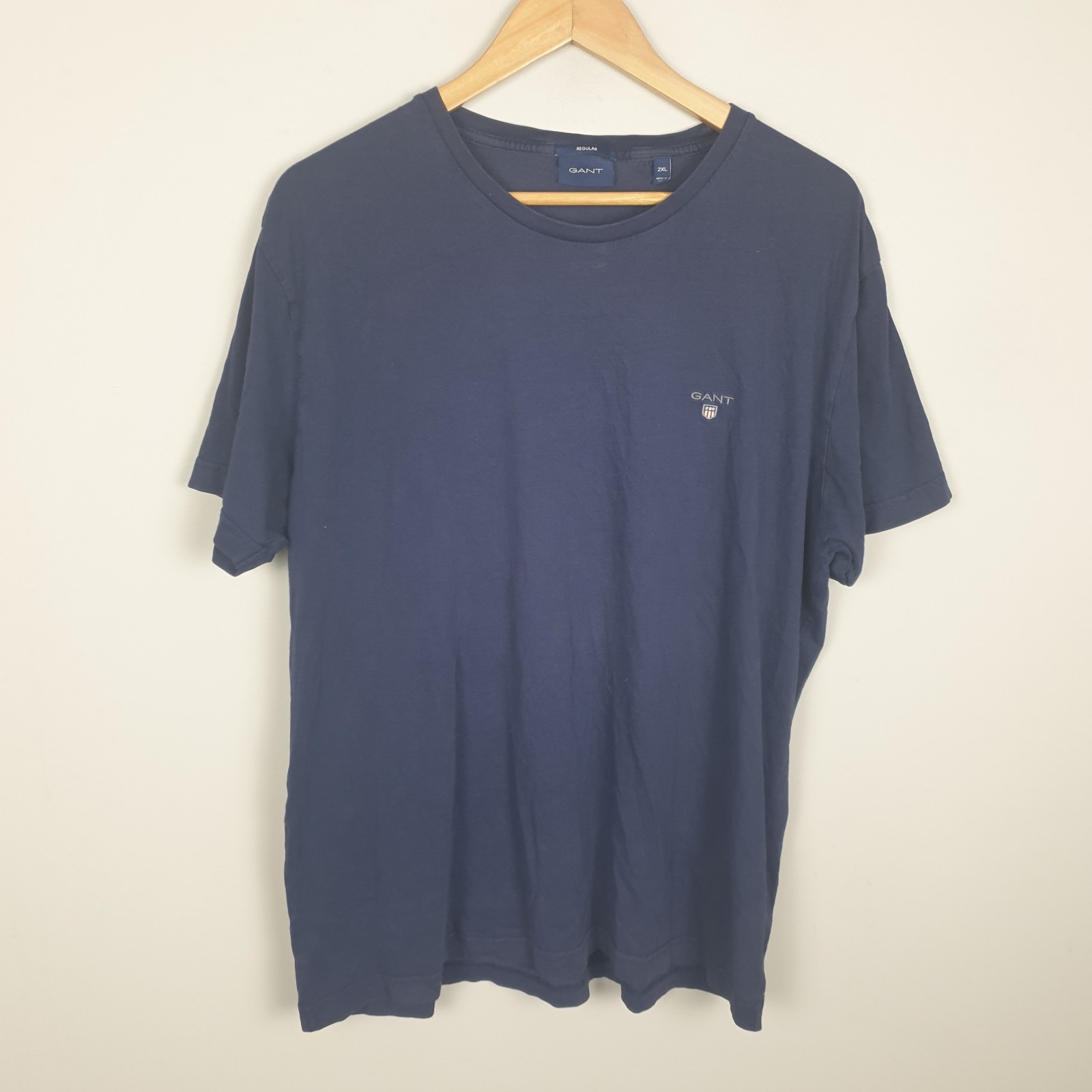 Gant T Shirt Mens 2XL Navy Blue Shield Logo Classic Preppy Casual Minimalist