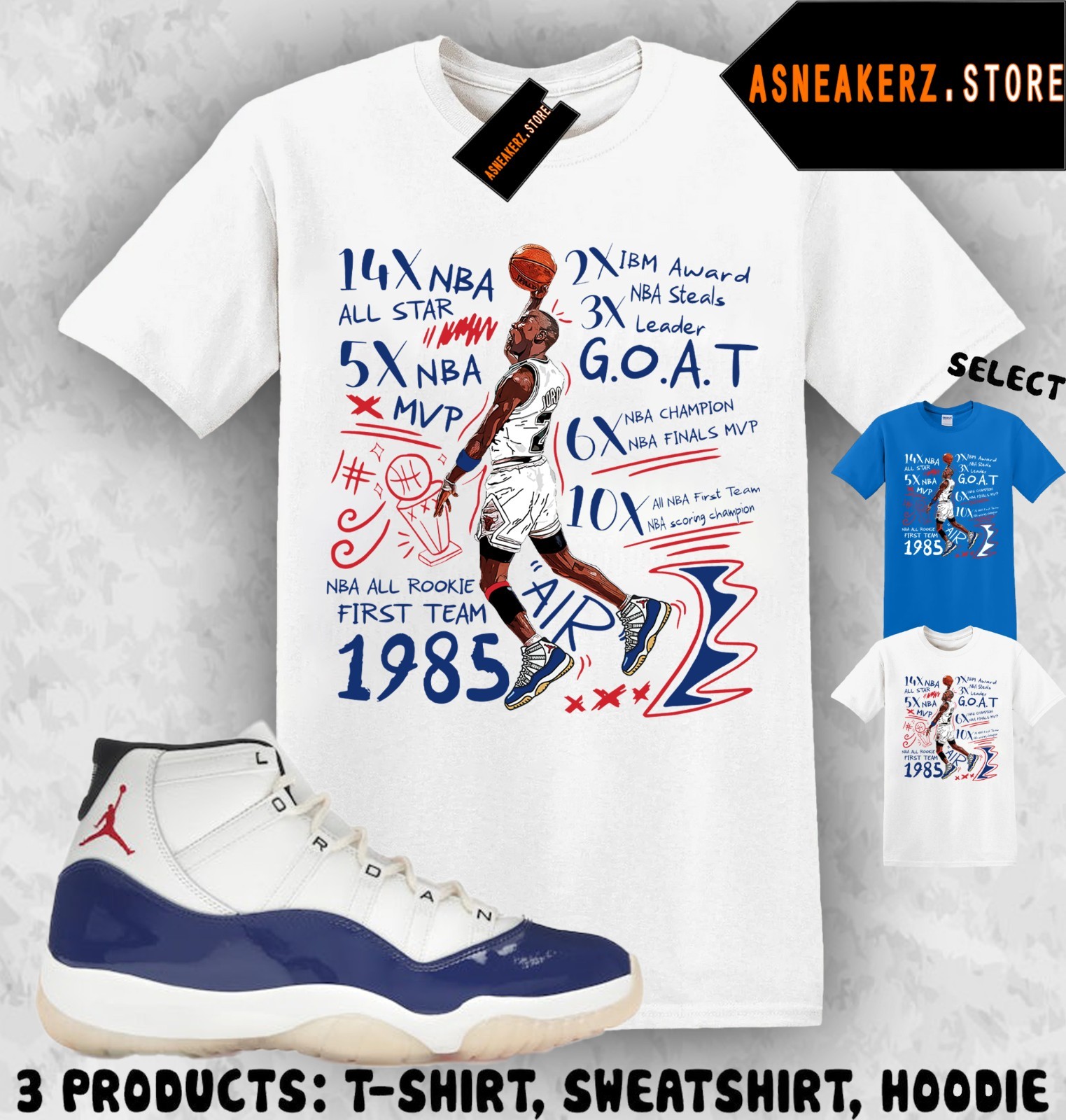 Shirt To Match AJ 11 Rare Air 2025 Sneaker Matching Tee MJ 23 Accolades T-Shirt