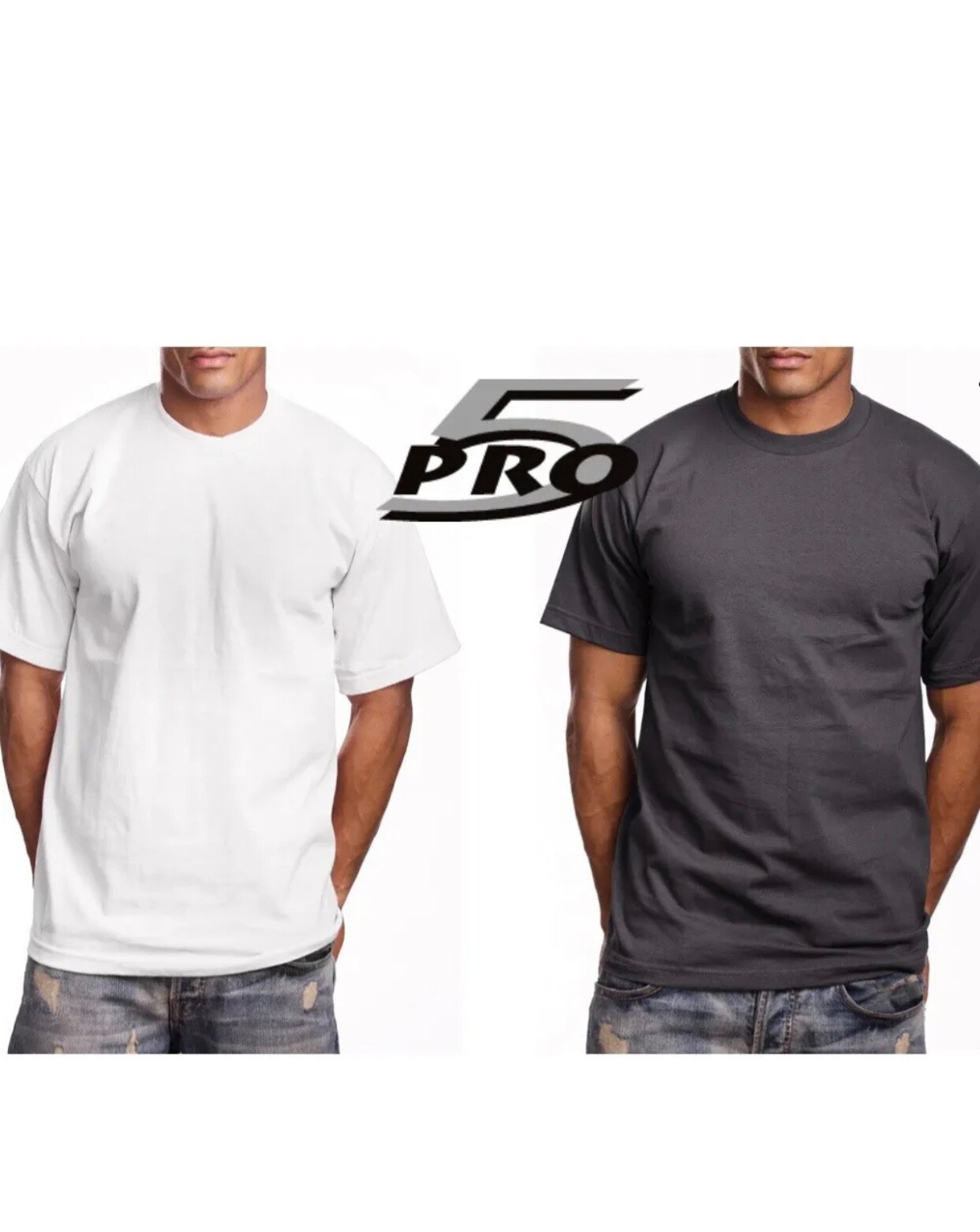 3 PACK Men’s Pro5 Short Sleeve Plain T-Shirt Super Heavy Weight – S_3XLT