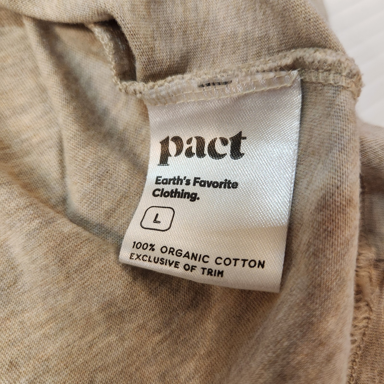 Pact Long Sleeve Tees (2 Pack) Mens Large Grey & Beige Organic Cotton Crewneck