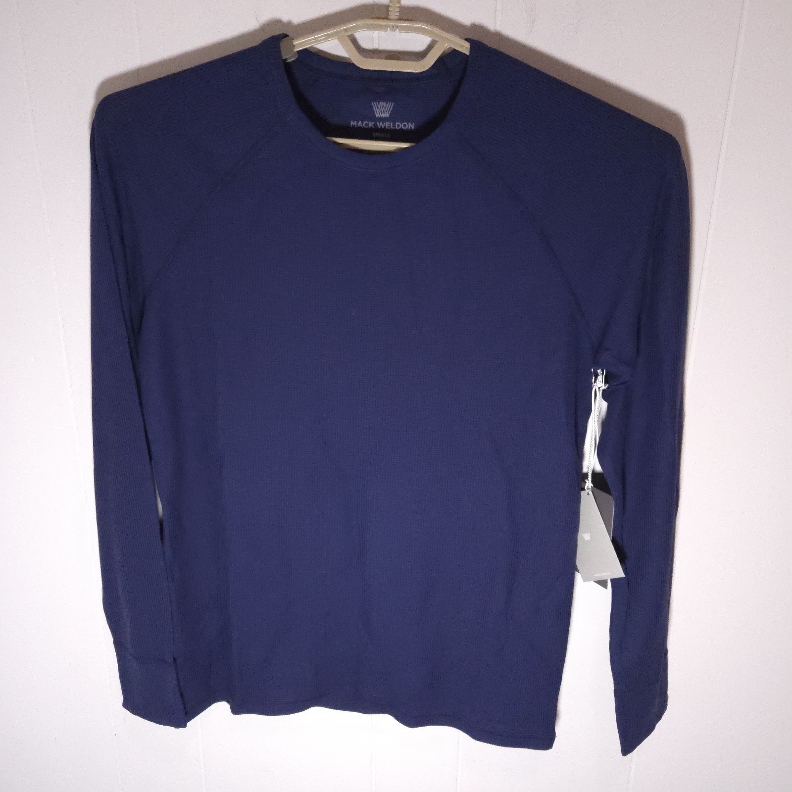 NWT Mack Weldon Thermal Shirt Men S WARMKNIT Waffle Long Sleeve Wool Blend Blue