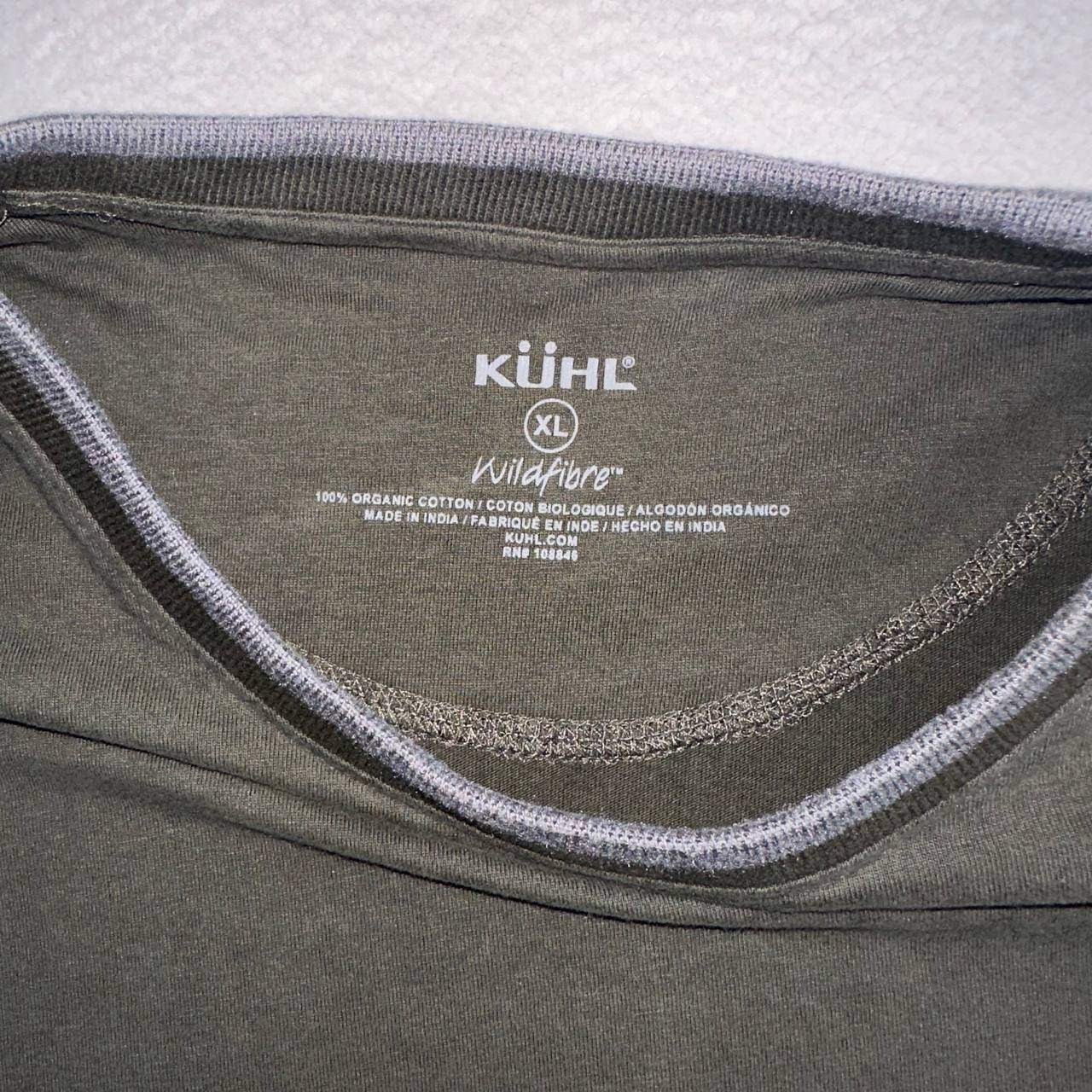 Kuhl Kommando Wildfibre Long Sleeve T-Shirt Olive Green Organic Cotton Zip XL