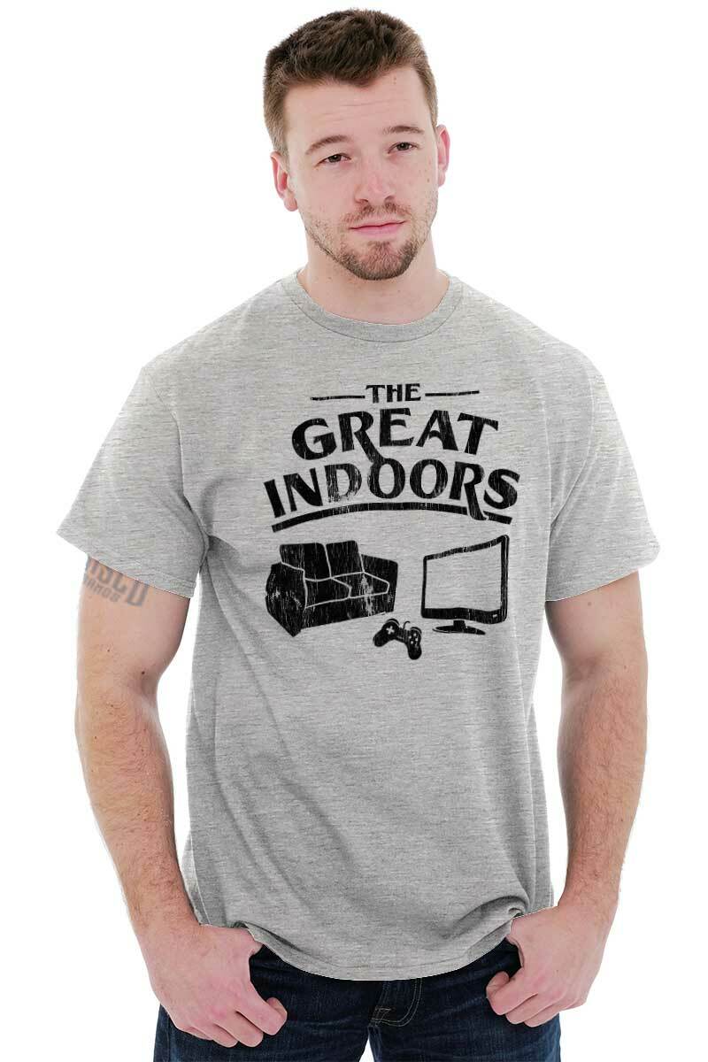 Funny Video Game The Great Indoors Introvert Mens Casual Crewneck T Shirts Tees