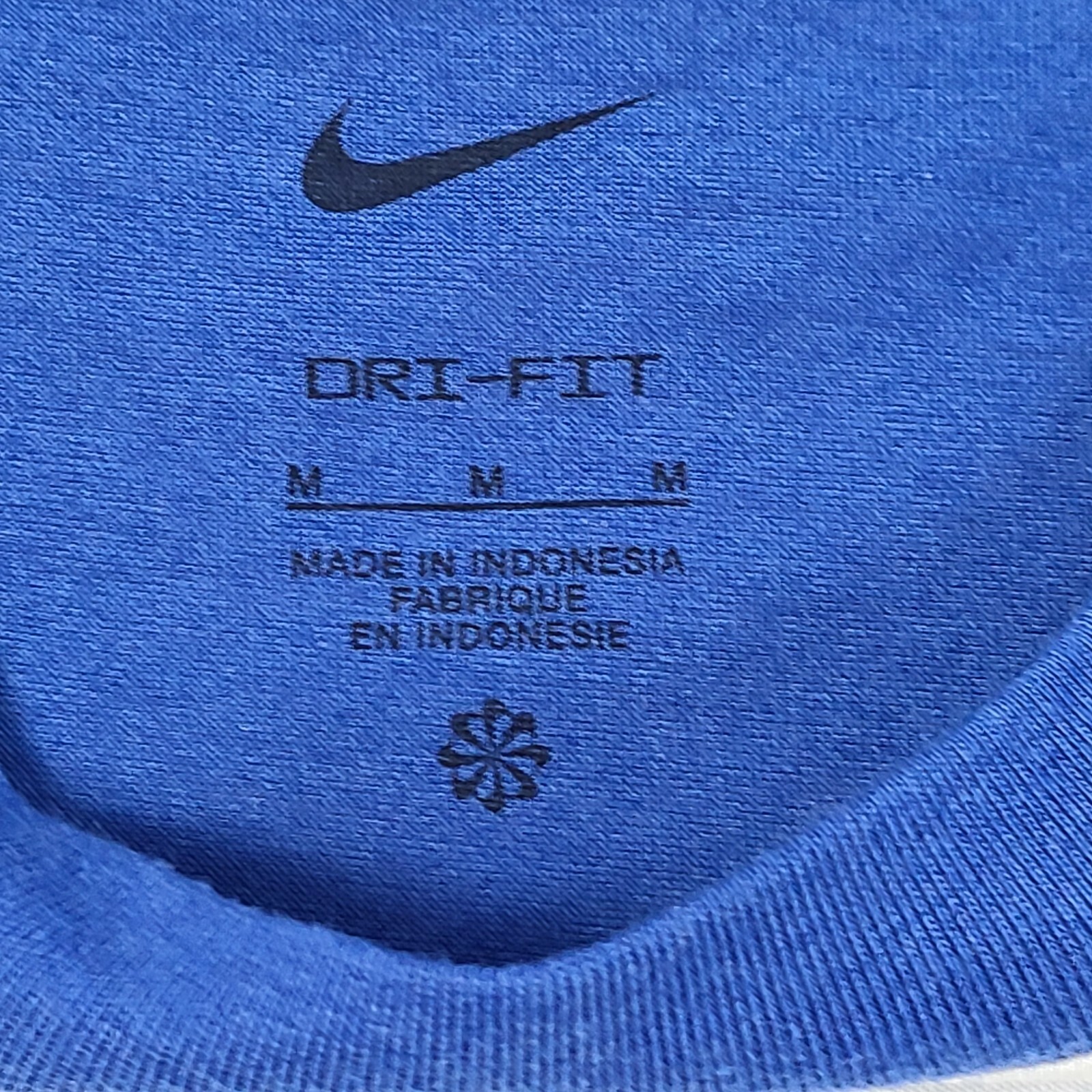 Nike Shirt Mens Medium White Blue Baseball Dri-Fit 3/4 Sleeve Outdoors