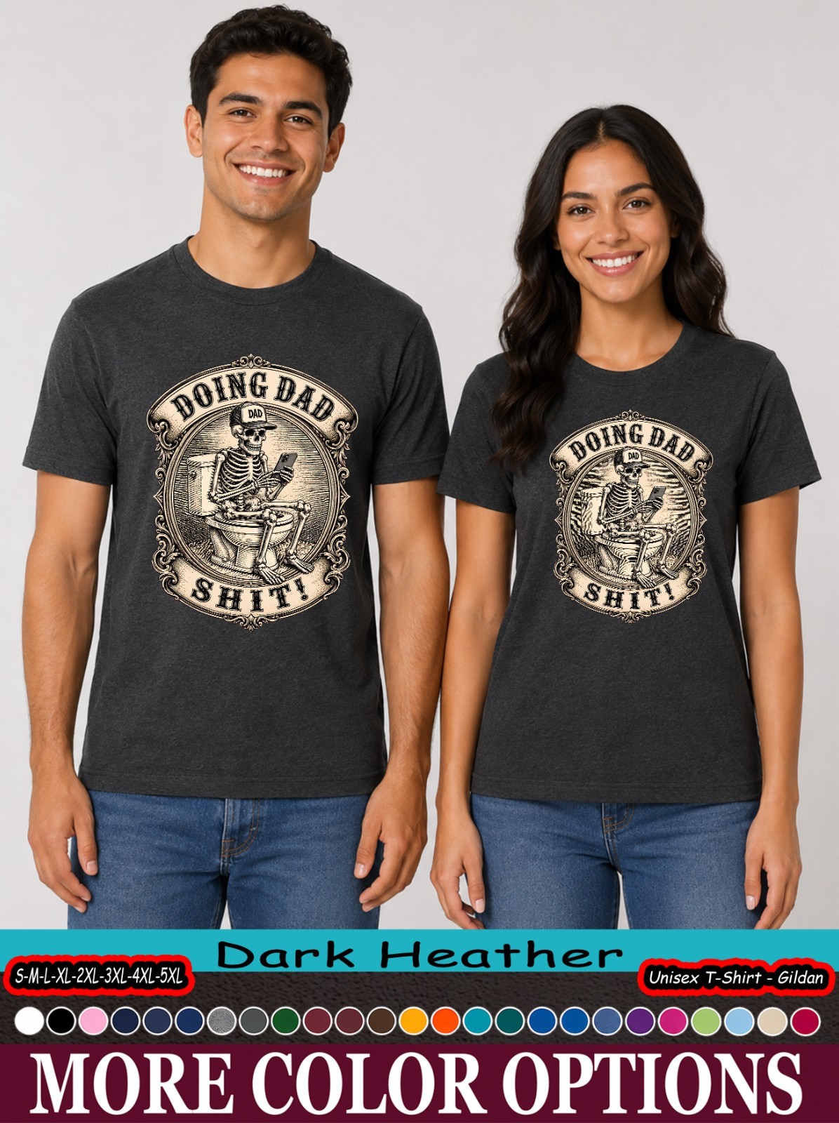 Funny Dad Bathroom Humor Shirt, Skeleton Toilet Phone Father’s Day Tee