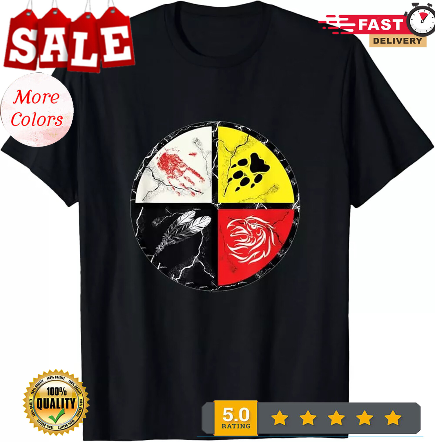 2025/Native American Medicine Wheel T-Shirt, Unisex Tees