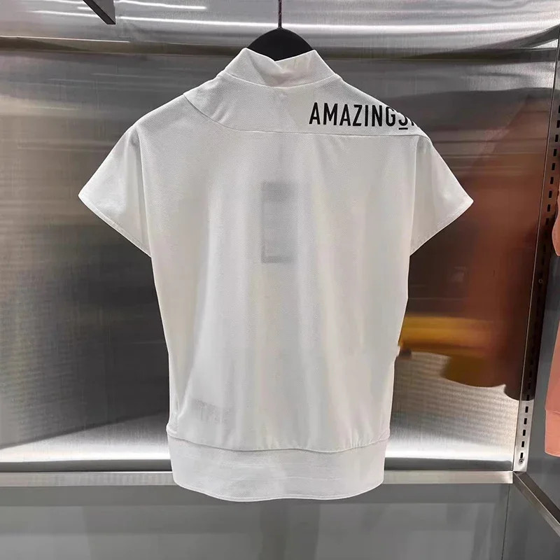 Summer Golf Clothes Women’s New Half High Neck Slim Short Sleeve Golf Top Fashio