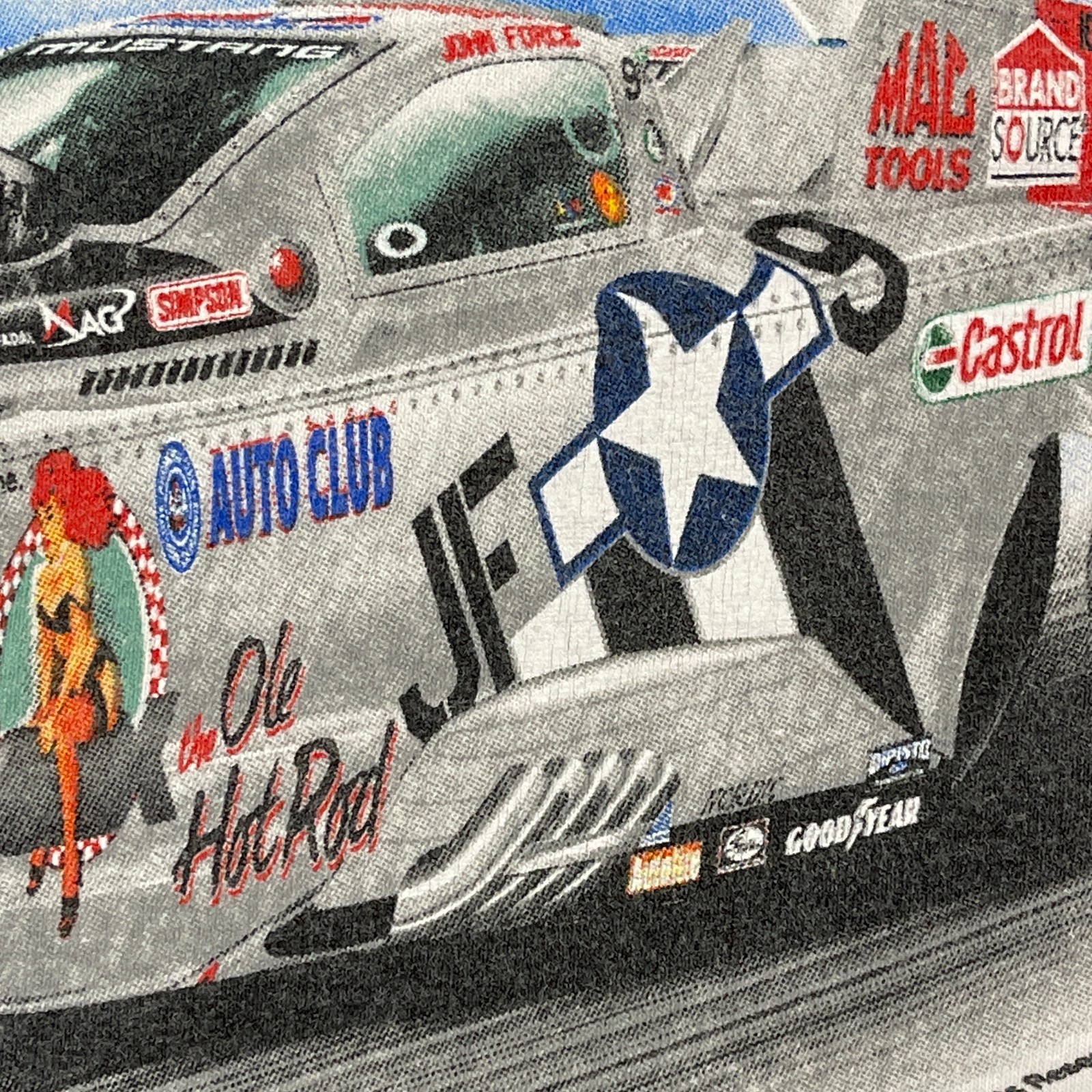 NHRA John Force Drag Racing Warbird Plane Car Shirt Large 22×27 White