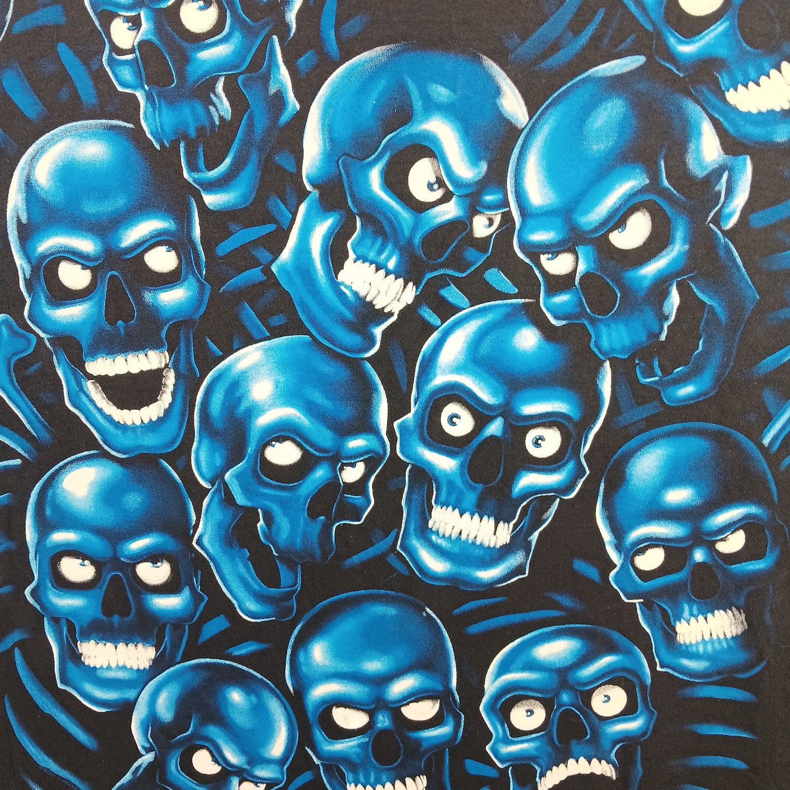 Vintage Liquid Blue Shirt Mens 3XL Black Blue Skull Pile Juicy J AOP Y2K 2001