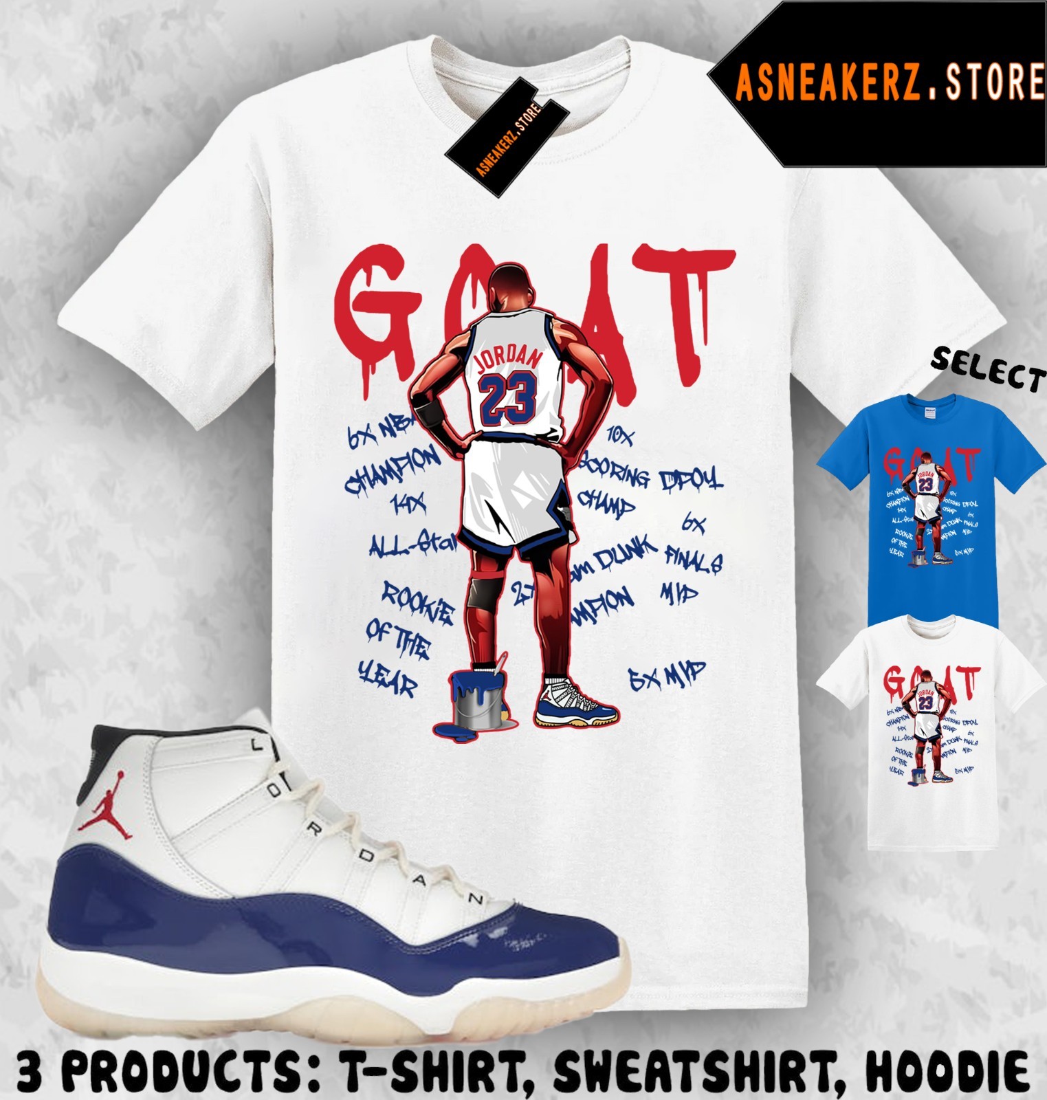Tee Shirt Matching AJ 11 Rare Air 2025 To Match Sneaker MJ Goat T-Shirt