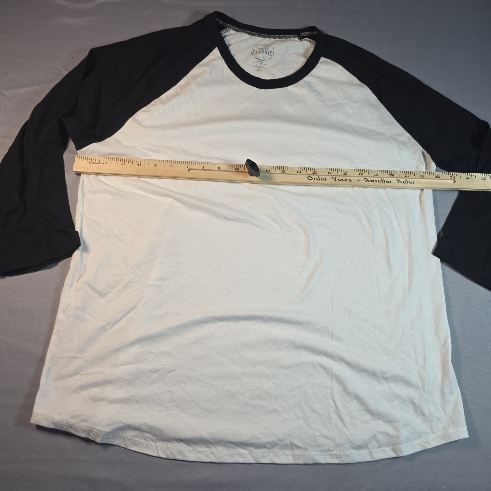 True Classic Baeball style 3/4 Sleeve Black Sleeves White Body XL Extra Large